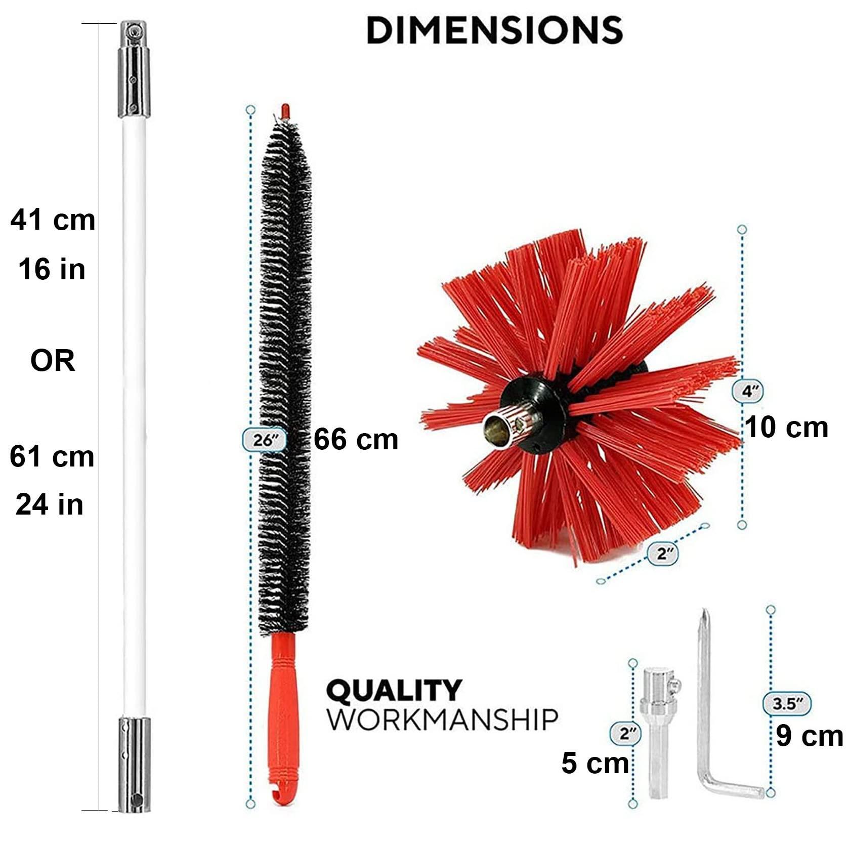 LIYUN chimney sweep kit Duct Vent Cleaning Set, Chimney Brush Rod Sweep Sweeping Brush Set Dry Duct Kit Lint Remover , Chimney Kit, (1 Brush Head+ 6/9/12/15 Rods/Use With Or Without Power Drill),9 Rods ( Co