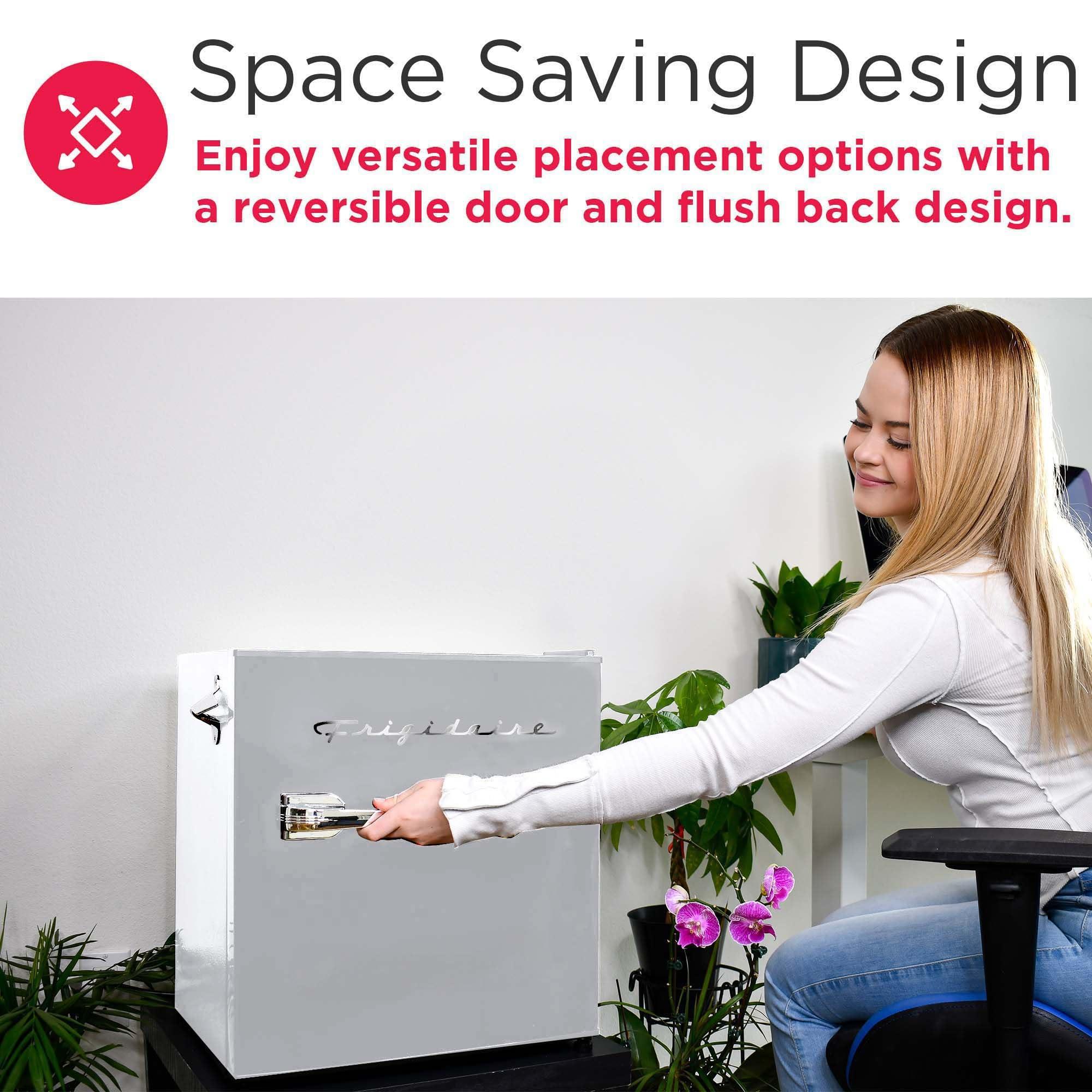 Frigidaire Frigidaire EFR176 Retro Compact Fridge with Chiller Mini Refrigerator with Built-in Bottle Opener for Office, Bedroom, Dorm Room or Cabin, 1.6 cu ft 16\" D x 18\" W x 18.5\" H, Moonlight