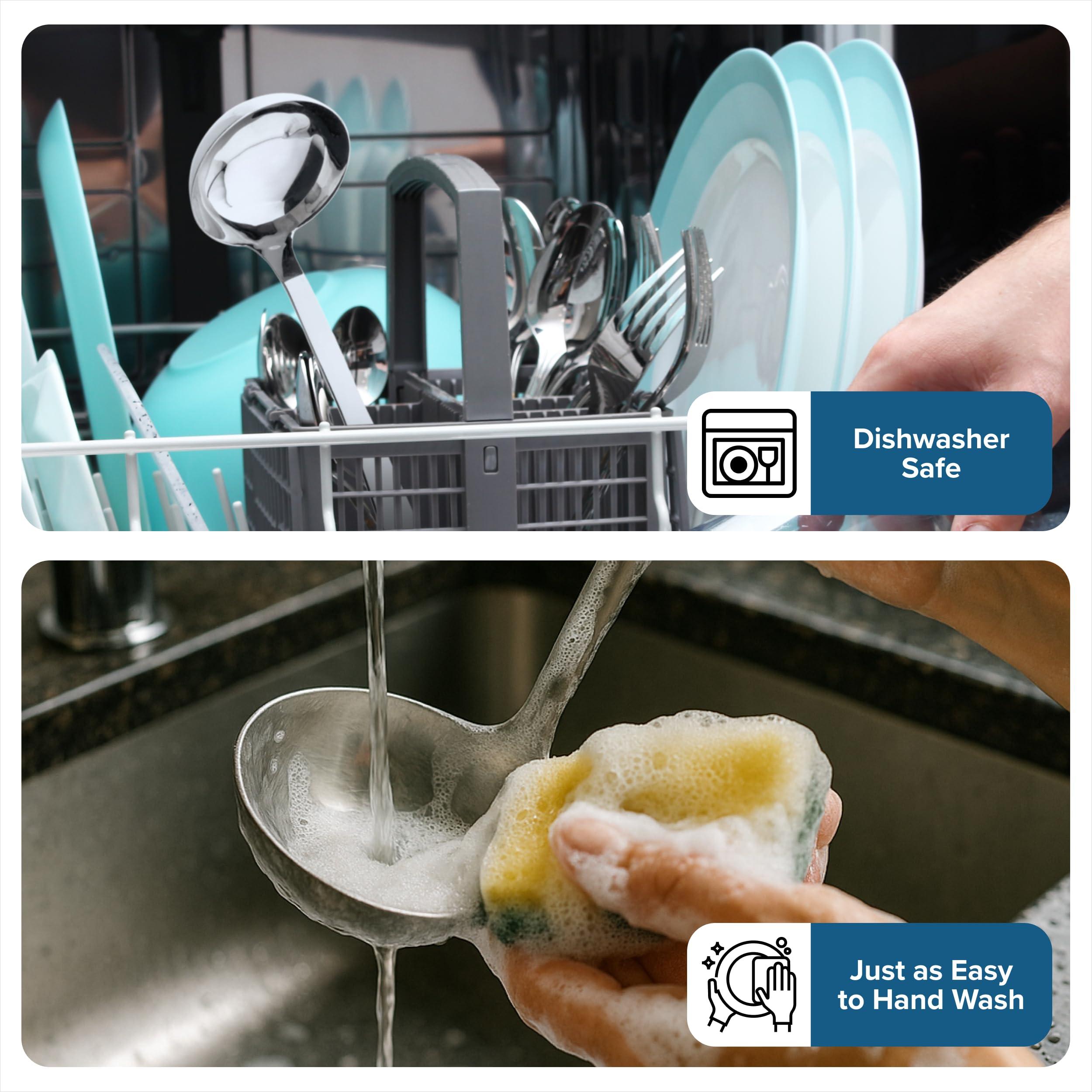 Viking Viking Kitchen Utensils Set, 8 Piece Stainless Steel Cooking Utensil Set, Includes Spatulas, Spoons, Pasta Fork, Deep Ladle, Meat Fork, and Skimmer, Silver