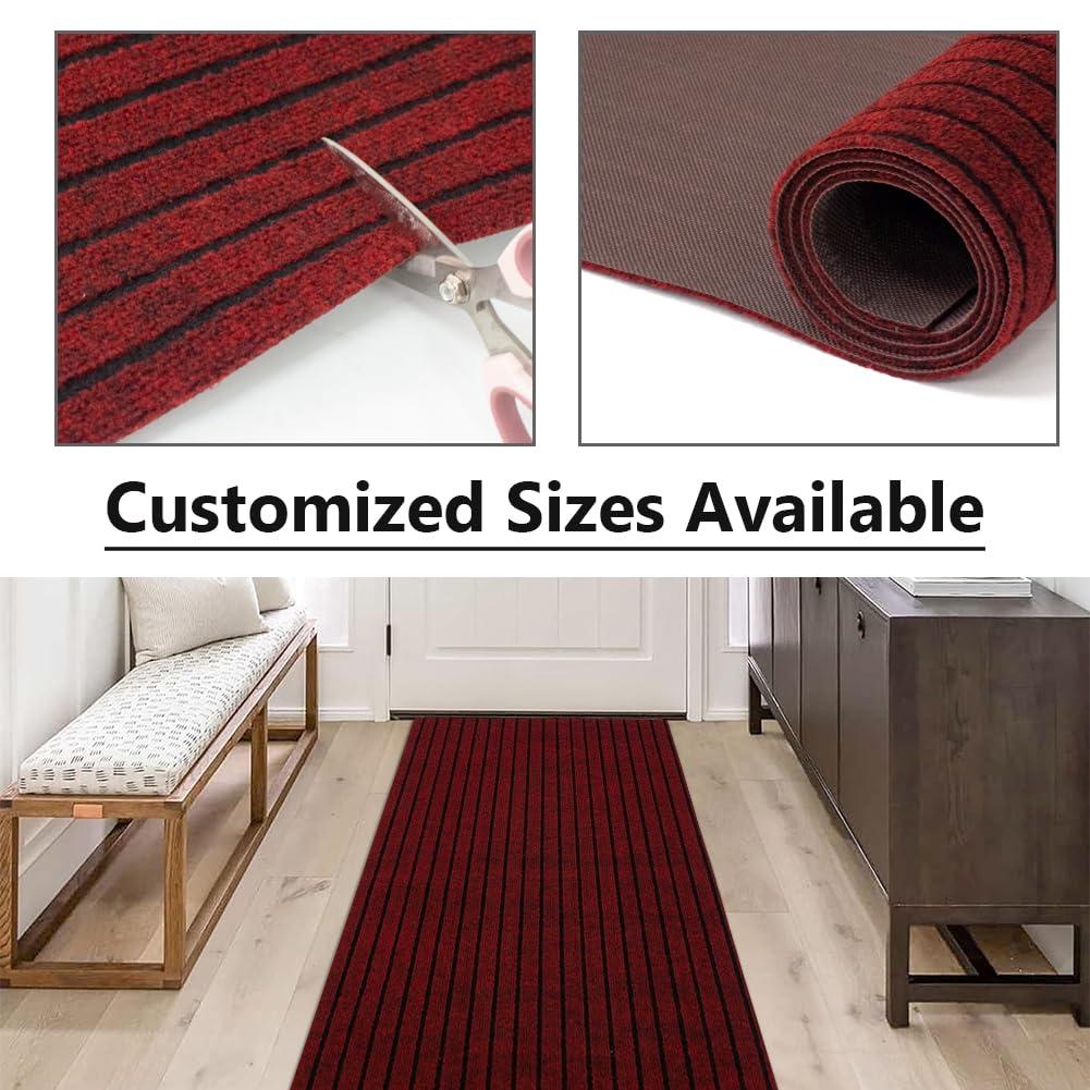LITA LITA Customized Size 2ft~82ft Runner Rug Indoor Outdoor Rug Utility Carpet Runner, Area Rugs with Non-Slip Rubber Backing for Hallway Kitchen Balcony Garage Stair Laundry, Christmas Red, 3\' x 36\'