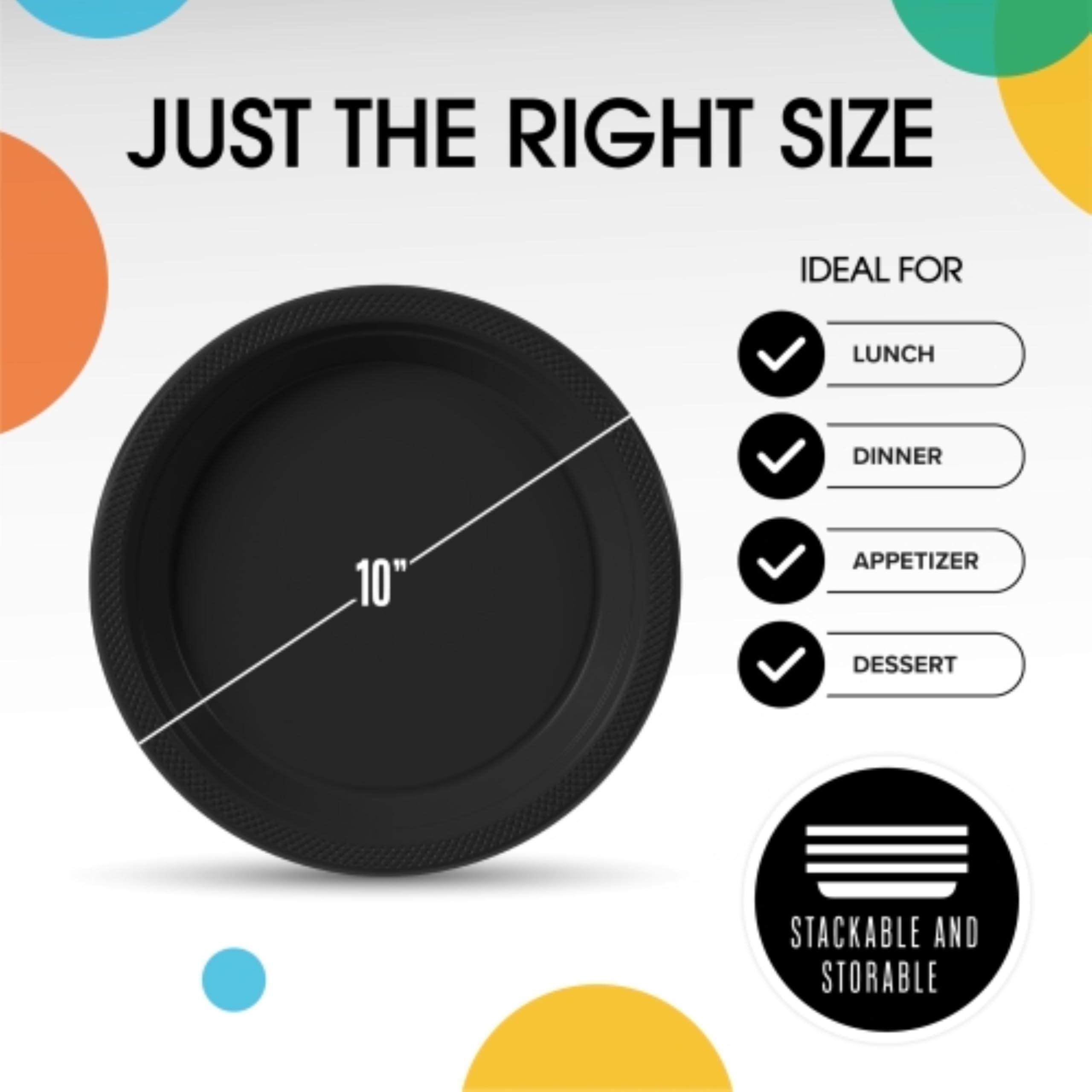 Exquisite Exquisite Black Plastic Plates Disposable 10\" Black Plastic Dinner Plates 100 Pcs Black Disposable Plates Plastic Plates For Party Plates Disposable Heavy Duty Black Plates Disposable For Party