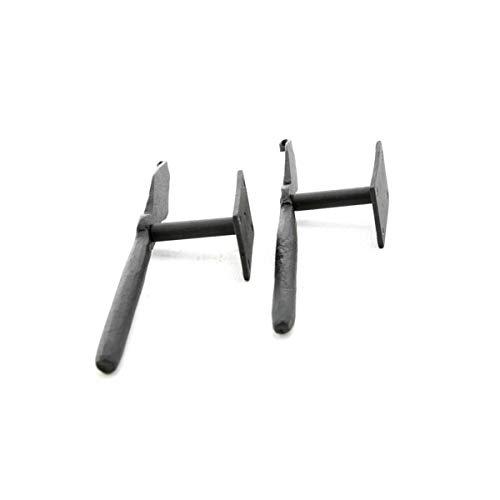 Renovators Supply Manufacturing Renovators Supply Manufacturing Shutter Dogs 7 in. Decorative Spoon Shaped Black Wrought Iron Shutter Dogs with Mounting Hardware