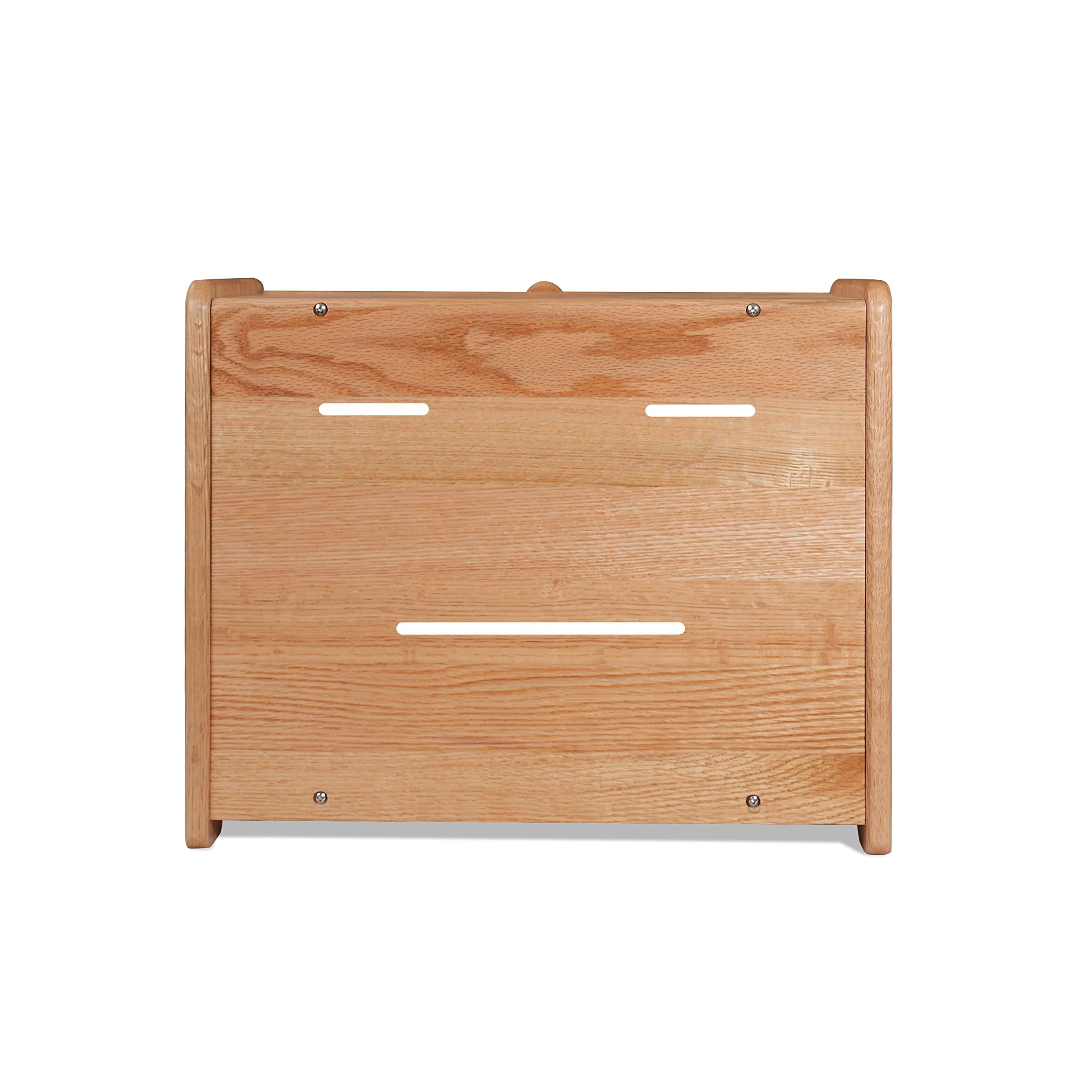 CONSDAN CONSDAN Bread Box, Solid Wood Oak Bread Box for Kitchen Countertop, Double Layer Bread Container for Bread Storage, Large Capacity Breadbox with Clear Window, Nature