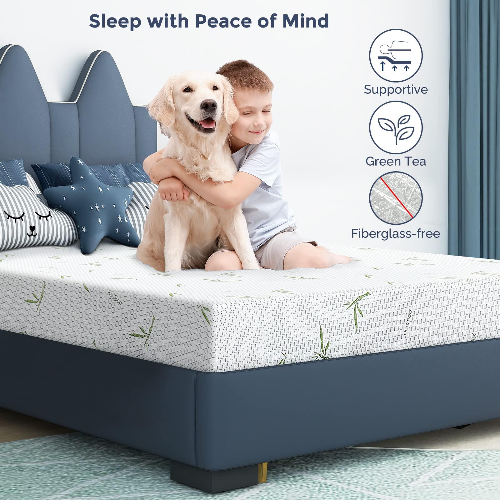 IULULU IULULU Twin Mattress in a Box, 6 Inch Twin Mattress for Kids with Breathable Bamboo Cover, Green Tea Memory Foam Mattress Made in USA for Bunk Bed, Trundle Bed, Medium Firm, CertiPUR-US Certified