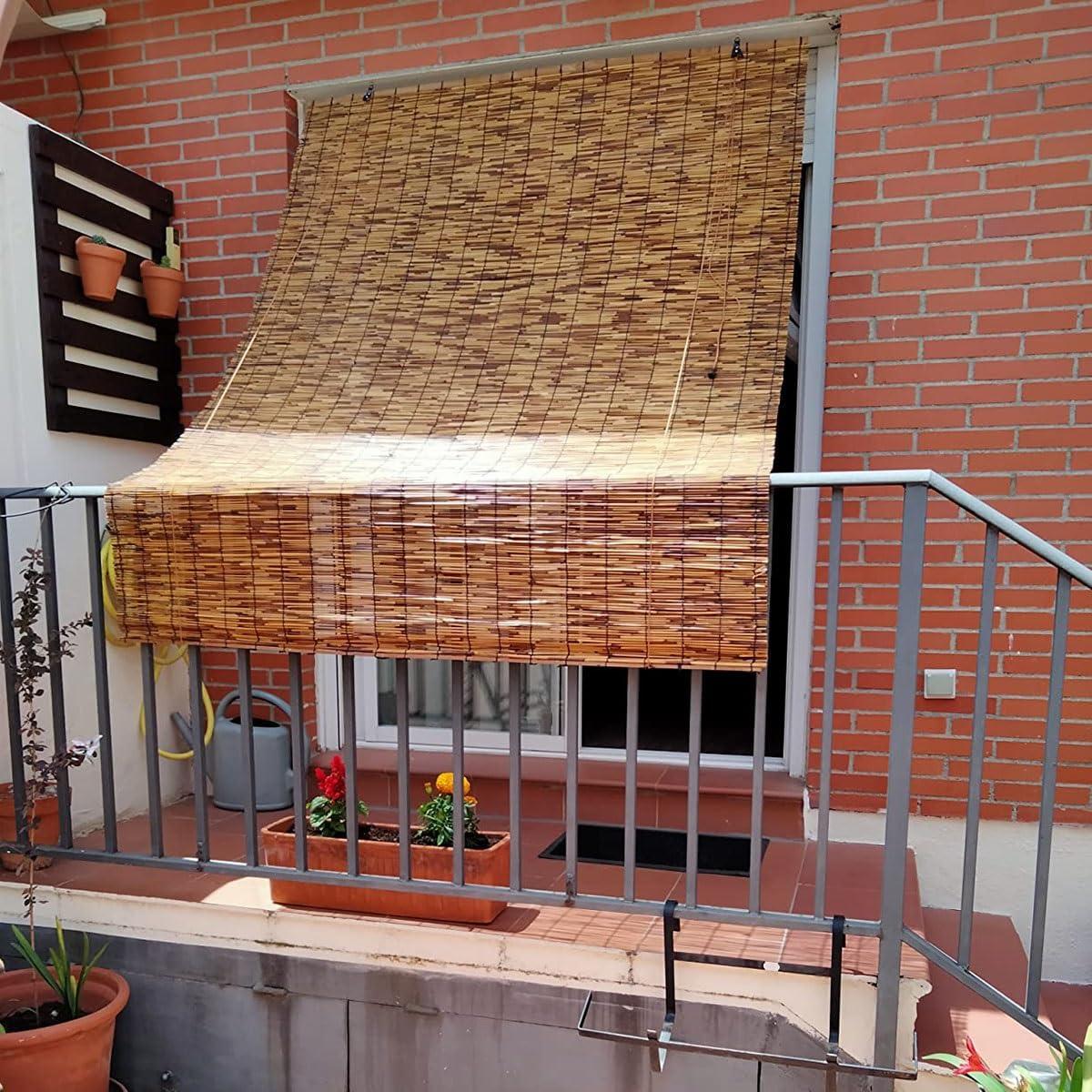 VELLOW Bamboo Blinds for Windows, Bamboo Roman Roll Up Shades for Indoor/outdoor Patio, Light Filtering Bamboo Shades Privacy Screen Woven Blackout Curtains Cordless 48 60 64 66 72 84 96in High (Size : 48"