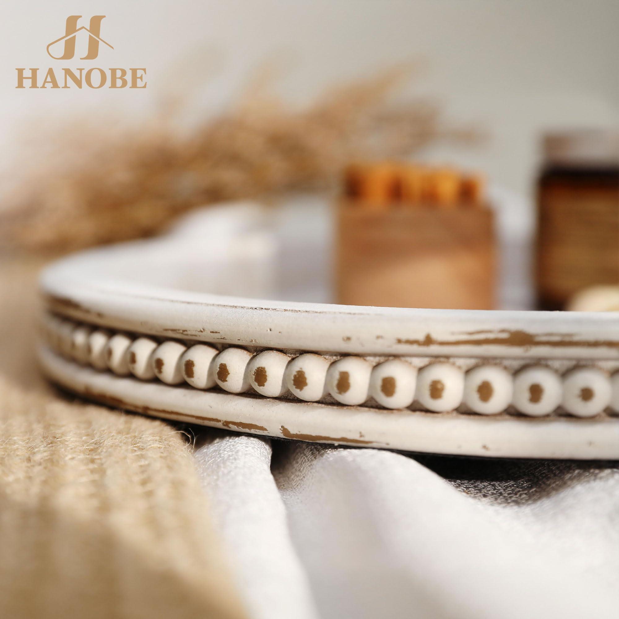 Hanobe Hanobe Two Tiered Tray Stand: Farmhouse 2 Tier Decorative Tray White Round Wooden Serving Tray Rustic Coffee Table Centerpieces Living Room Kitchen Home Decor Fall Halloween for Mom.