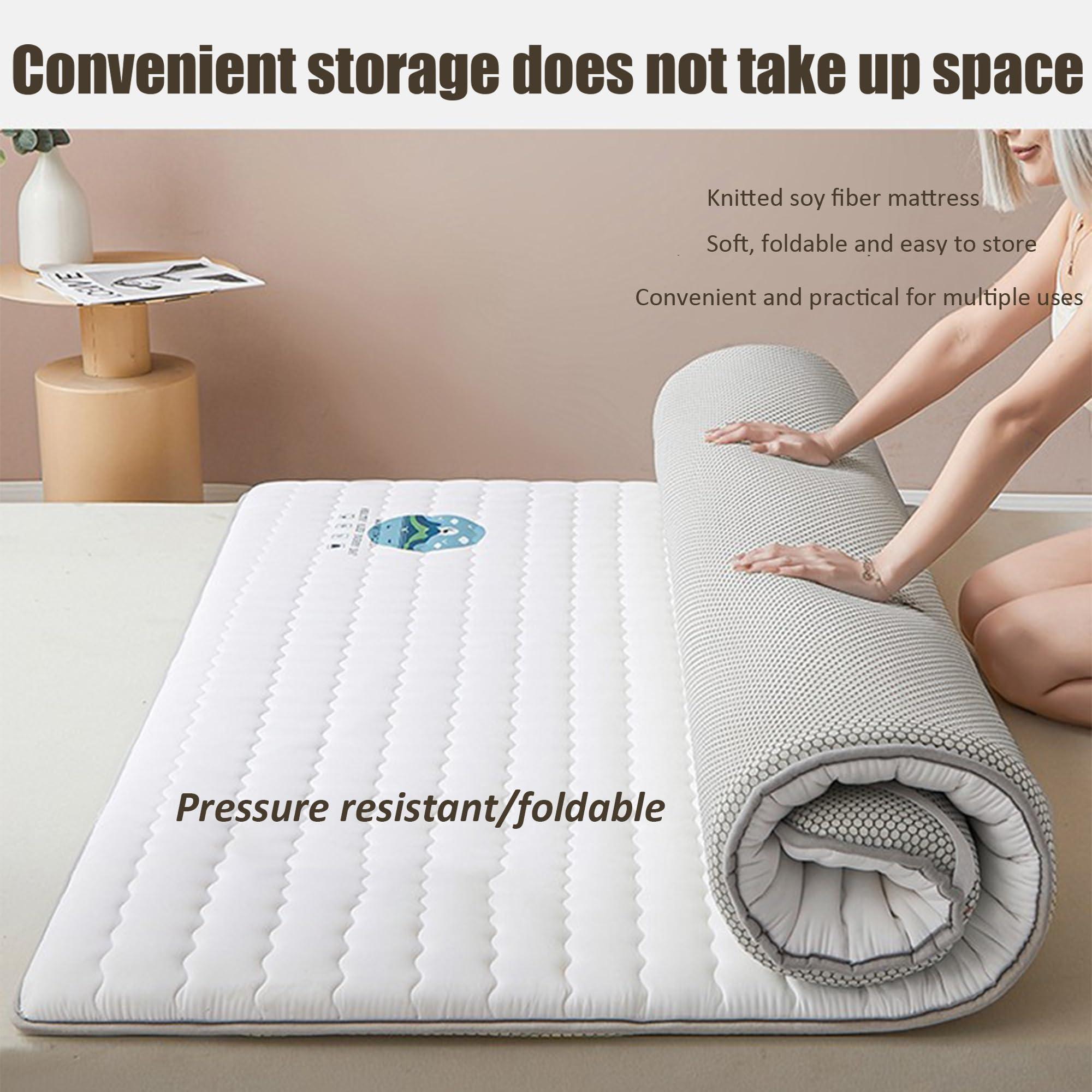 KIDDOKIN Japanese Floor Mattress Futon Mattress Queen Size,Japanese Tatami Mat Sleeping Pad Twin Full Queen King Size Bed with Non Slip Bottom,Thick Folding Sleeping Pad Breathable Floor Lounger Guest Bed ( Co