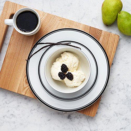 Amazon Basics Amazon Basics 16-Piece Cafe Stripe Kitchen Dinnerware Set, Plates, Bowls, Mugs, Service for 4, Black