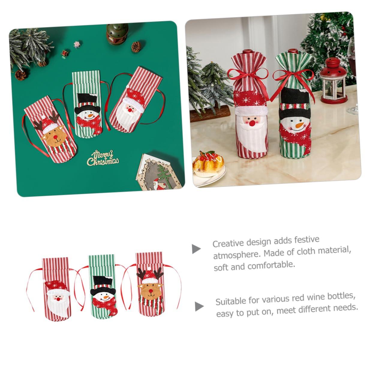 NOLITOY NOLITOY 3pcs Decor Christmas Ornaments Christmas Supplies Bottle Topper Cover Christmas Party Bottle Cover Wine Supply Bottle Cover Xmas Bottle Covers Cloth Elder Wine Bottle Cover