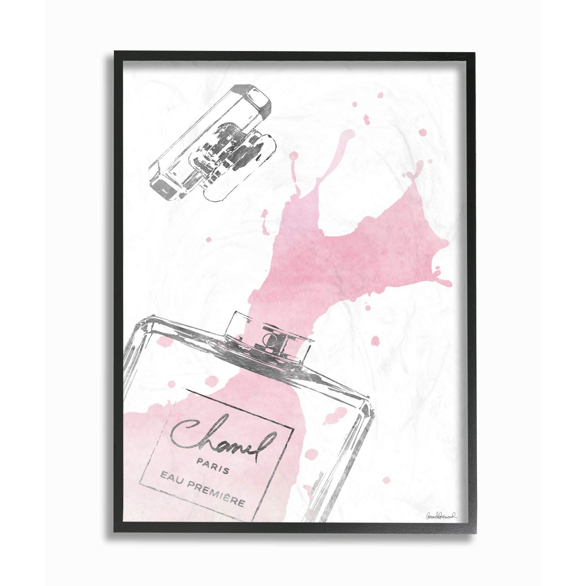 Stupell Industries Stupell Industries Fashioner Perfume Silver Pink Watercolor, Design by Artist Amanda Greenwood Wall Art, 24 x 30, Black Framed