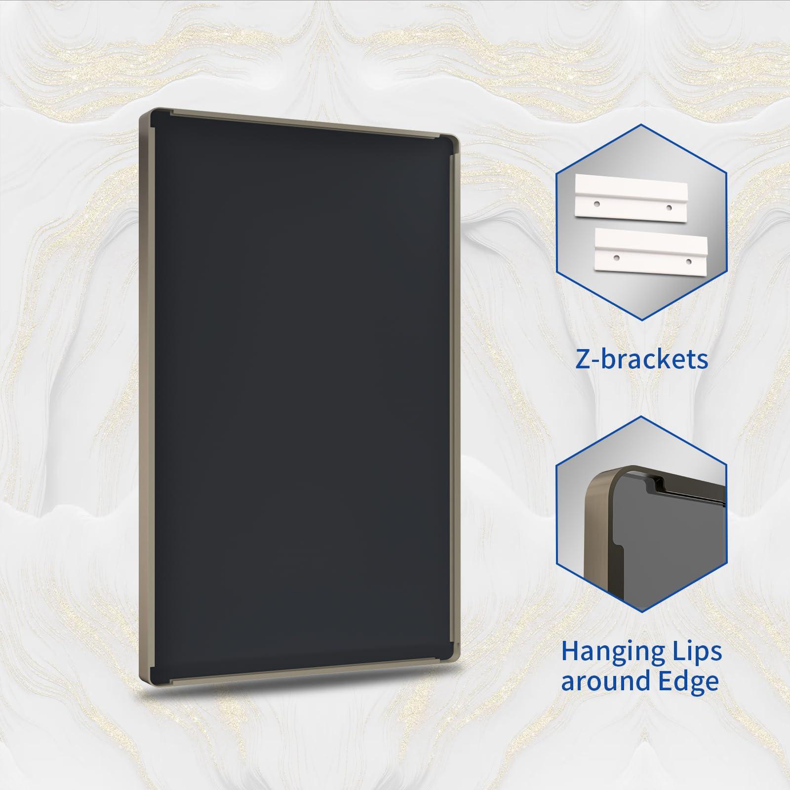 WEER WEER Bronze Bathroom Mirror 48x36 Inch, Farmhouse Oil Rubbed Bronze Mirror for Wall, Aluminum Alloy Brushed Bronze Metal Frame Mirror for Vanity, Tempered Glass, Anti-Rust (Horizontal/Vertical)