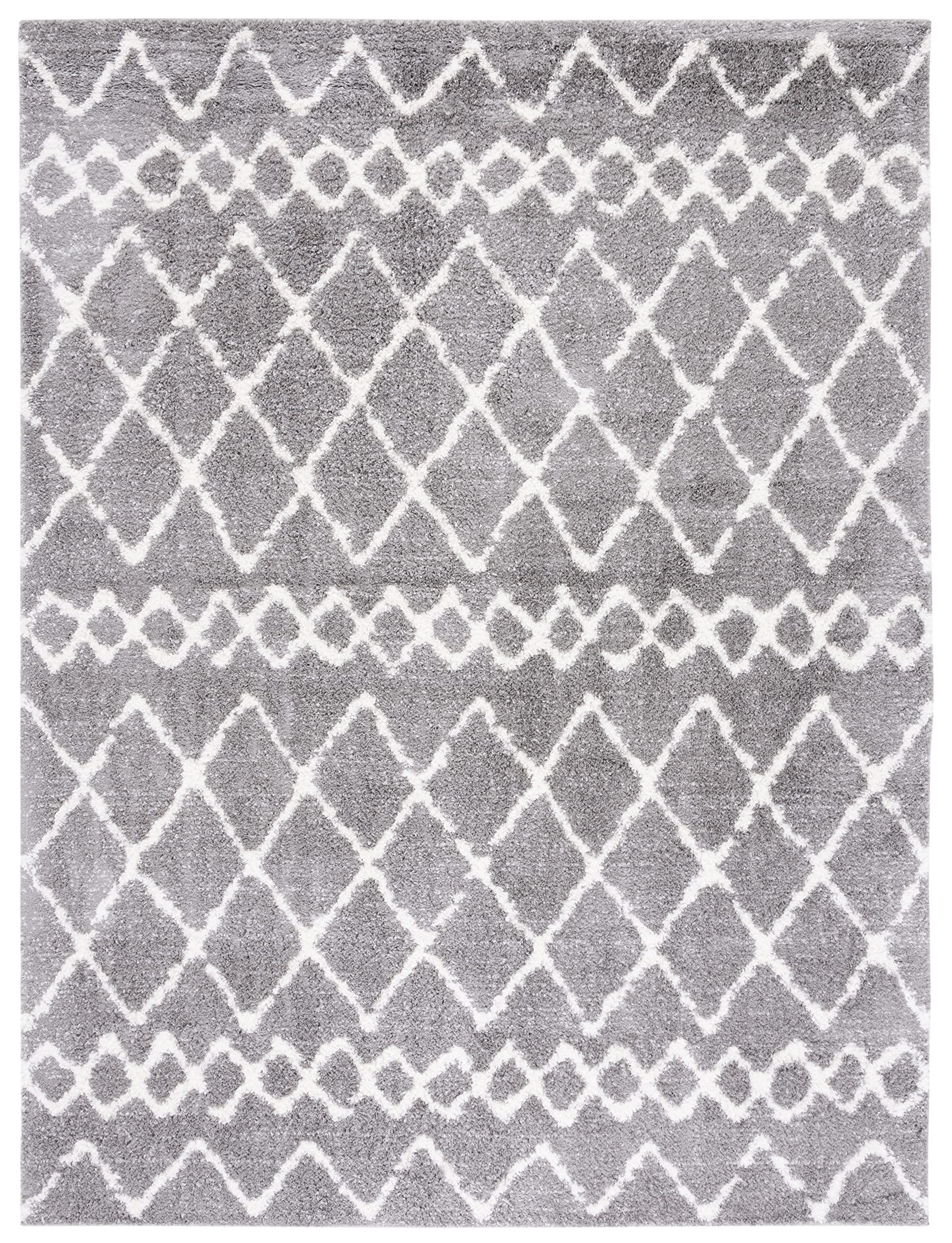 Safavieh SAFAVIEH Berber Shag Collection Area Rug - 9' x 12', Grey & Ivory, Moroccan Design, Non-Shedding & Easy Care, 1.2-inch Thick Ideal for High Traffic Areas in Living Room, Bedroom (BER194F)