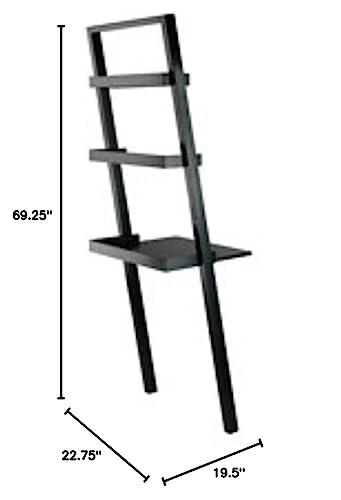Contemporary Home Living Contemporary Home Living 69.25 Black Leaning Desk with Two Shelves