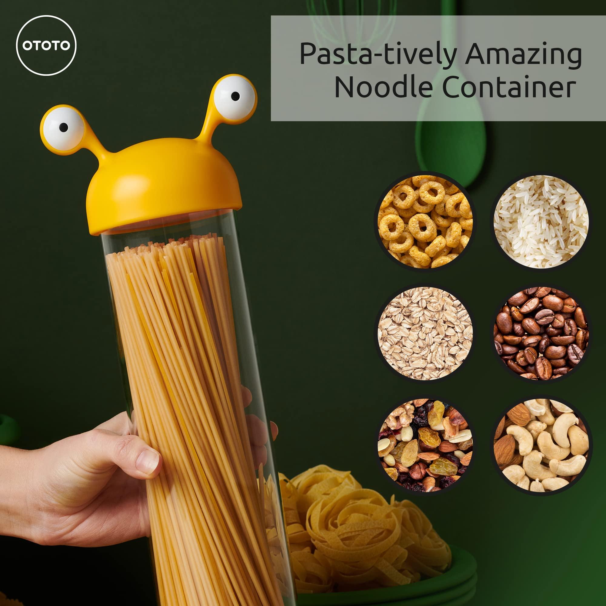 OTOTO OTOTO Noodle Monster Spaghetti Container Storage for Pantry - BPA-free Glass, Airtight, Food Grade & Dishwasher Safe - Pasta Holder - 5x3.5x12.75 in