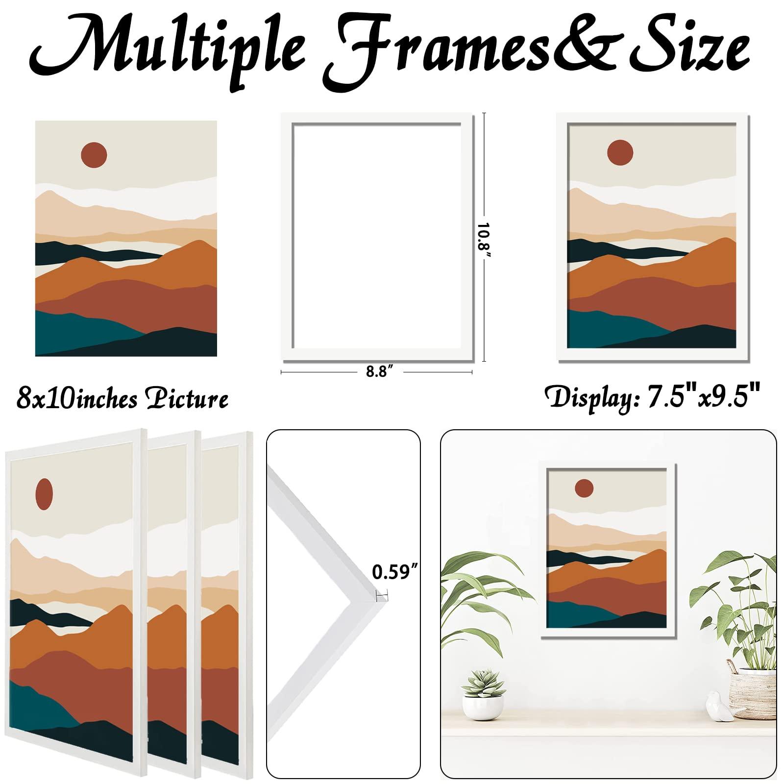 ijuerybai ijuerybai White 8x10 Picture Frame Set of 3, High Transparent Frame for 8 By 10 Photo Collage Canvas Poster Size Wall Mount and Tabletop Horizontally Vertically (White, 8 x 10 inches)