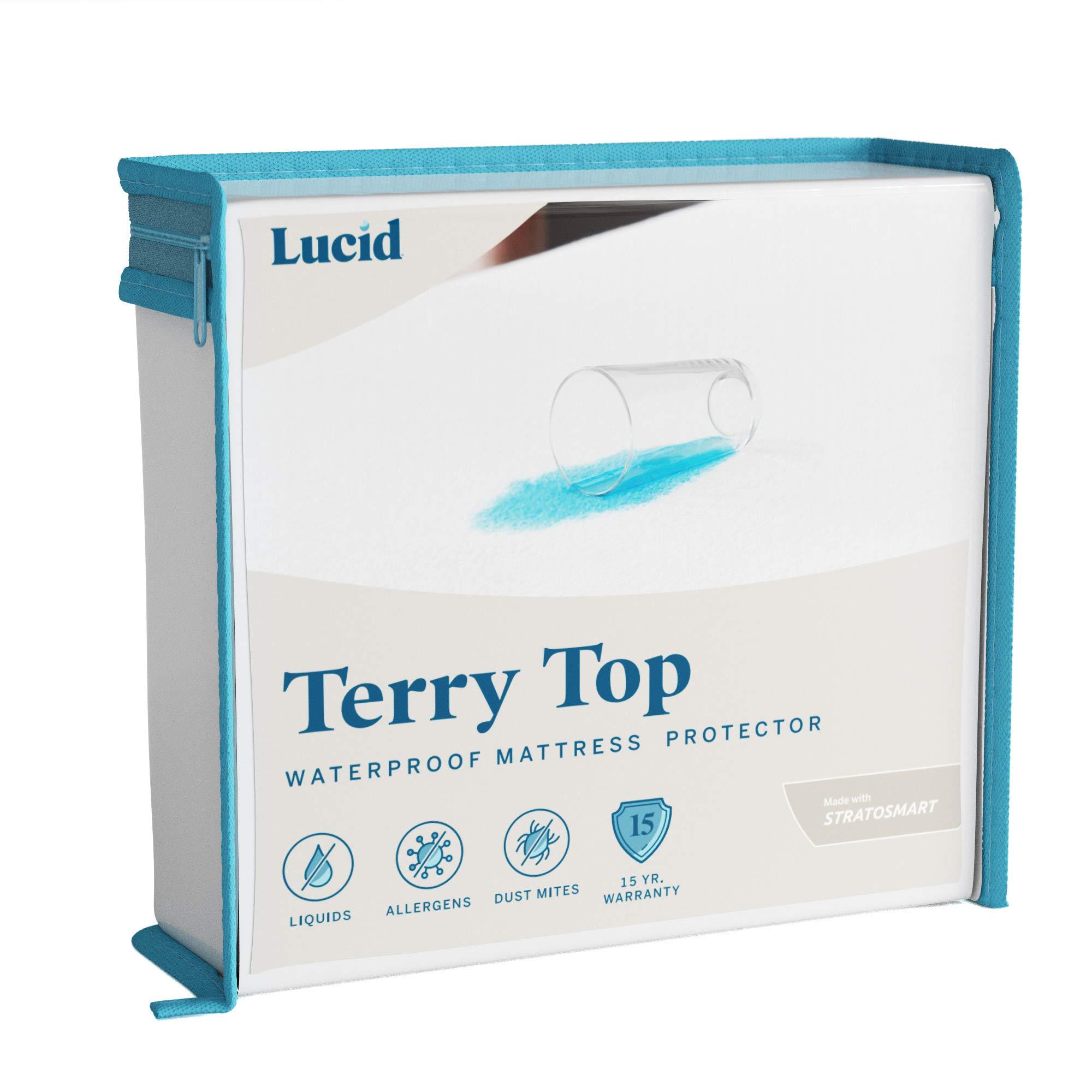 LUCID LUCID Premium Hypoallergenic 100% Waterproof Mattress Protector - Universal Fit, Cotton Terry Top, King