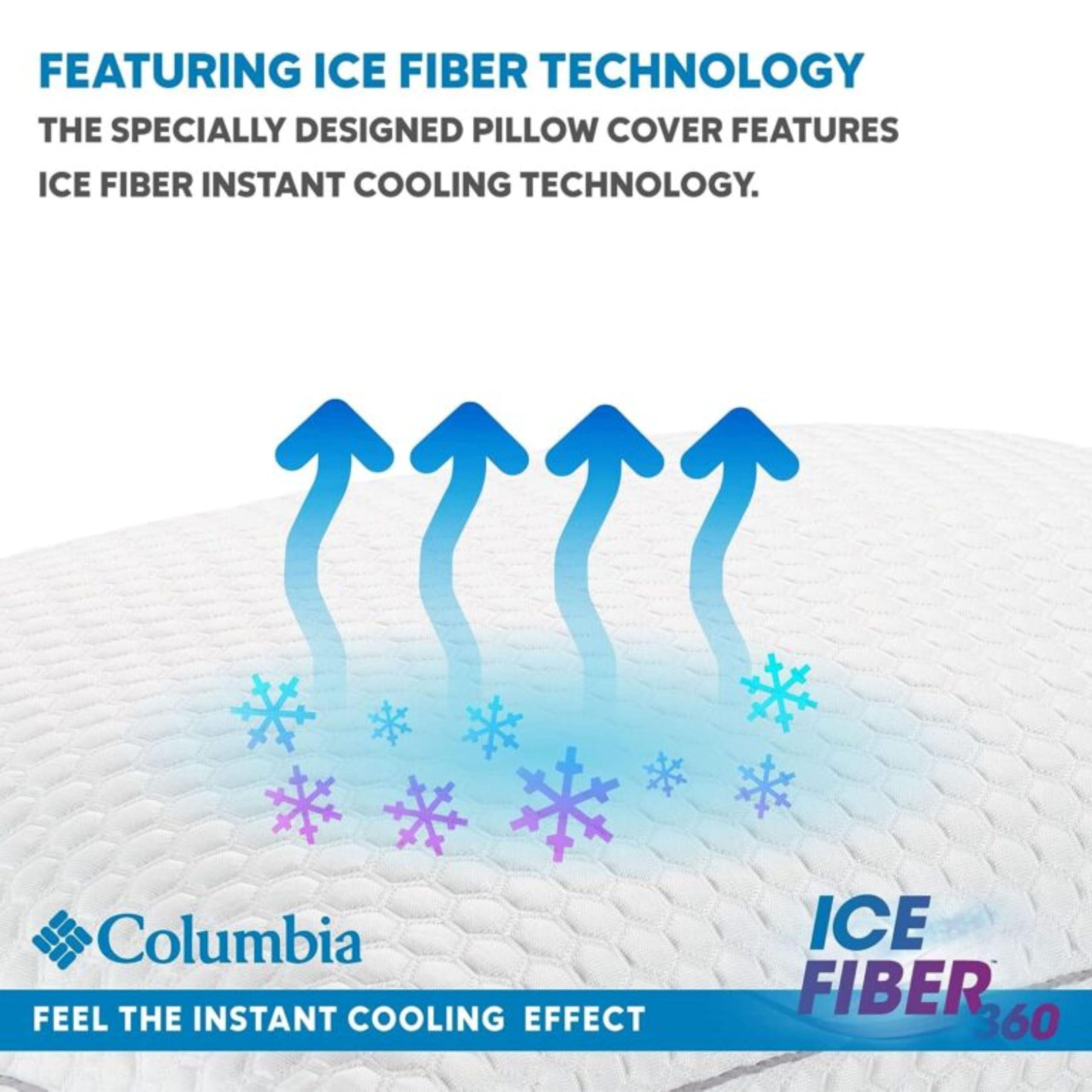 Columbia Columbia Comfort Ice Fiber Side Sleeper Down Alternative Bed Pillow with Polyester Fiberfill, Supportive and Cozy Instant Cooling Double Sided Breathable Cover, White, Standard/Queen Pack of 1