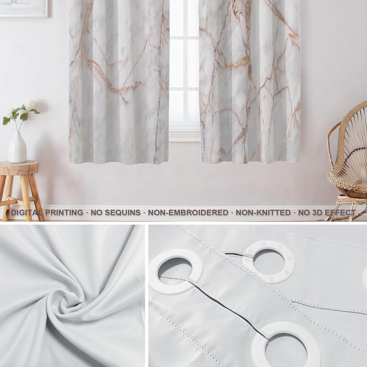 Shrahala Shrahala Gray Marble Marble Blackout Window Curtains, Grey Stone Thermal Insulated Curtains Grommet Top Window Drapes for Living Room, Bedroom (2 Panels,52 x 63 in)