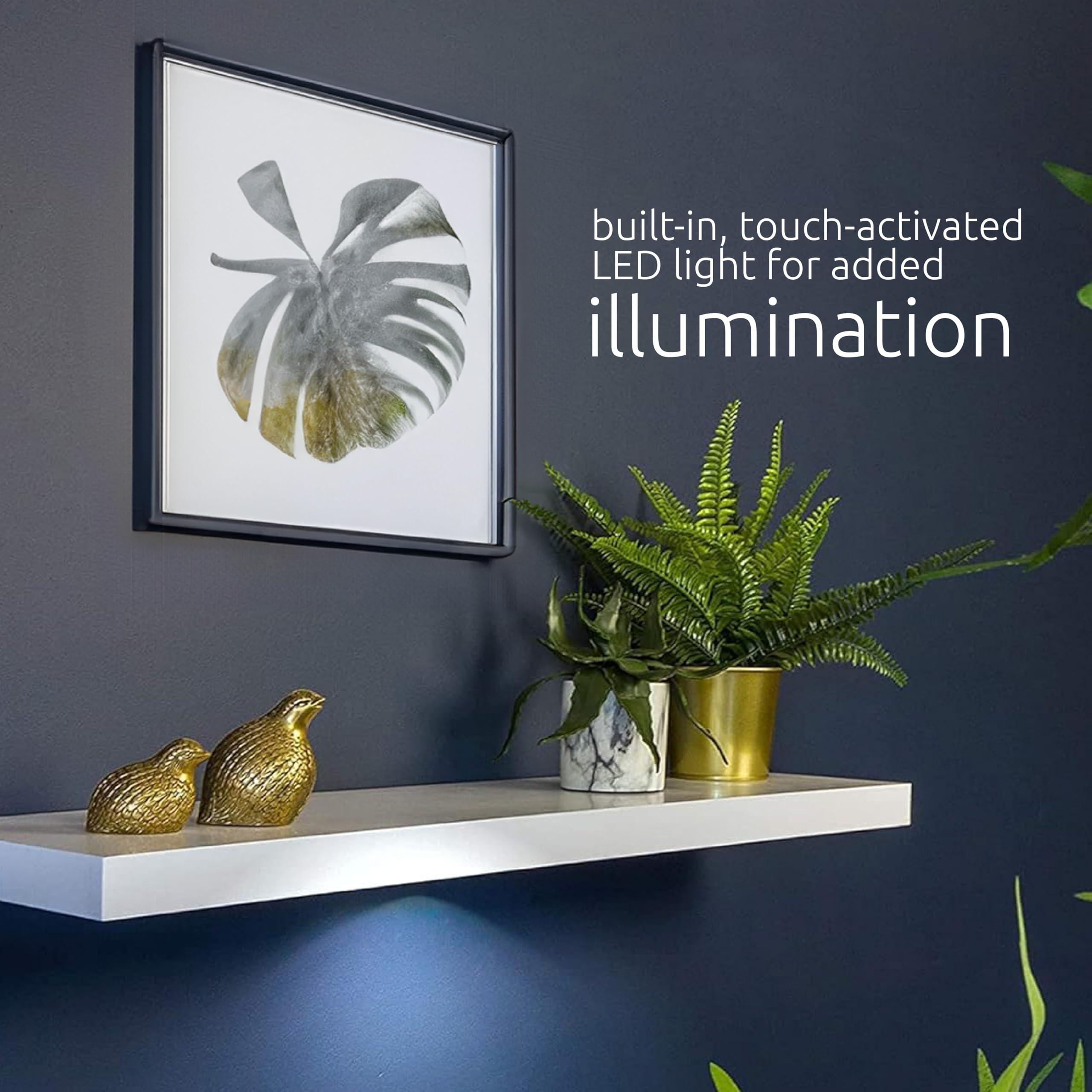 Kiera Grace Kiera Grace Stockholm Aberg LED Light Floating Shelf, Modern Wall Shelves with Touch-Activated Lights, Ideal for Home Decor, 24\", White, Pack of 1