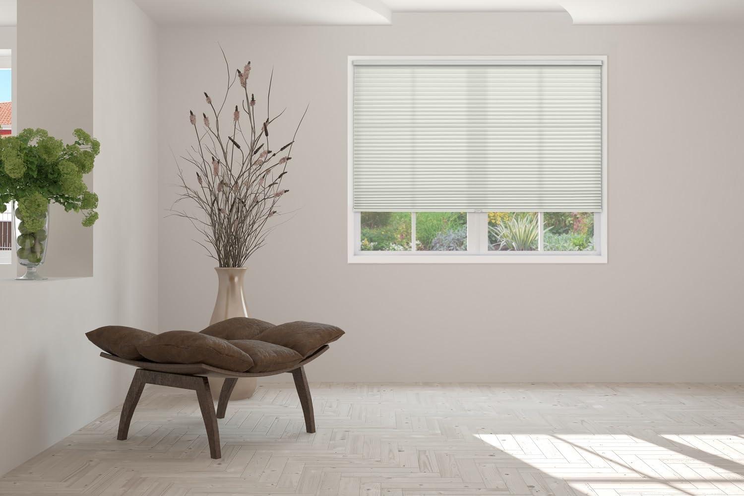 BlindsAvenue BlindsAvenue Cellular Honeycomb Cordless Shade, 9/16" Single Cell, Light Filtering, Winter White, Size: 57.5" W x 48" H