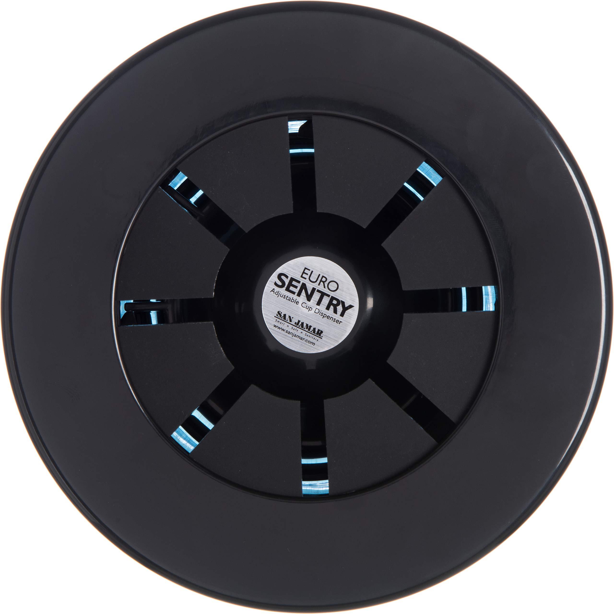 San Jamar San Jamar Euro Sentry In-Counter Cup Dispenser 4-24 Oz Cups with Adjustable Lever for Restaurants, Dining Halls, and Fast Food, Plastic, 23.5 Inches, Blue