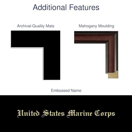 Church Hill Classics Church Hill Classics - United States Marine Corps 8\" W X 10\" H Certificate Frame - Fits - Gold Embossed Certificate Frame - Mahogany Moulding with Black Matting - Officially Licensed