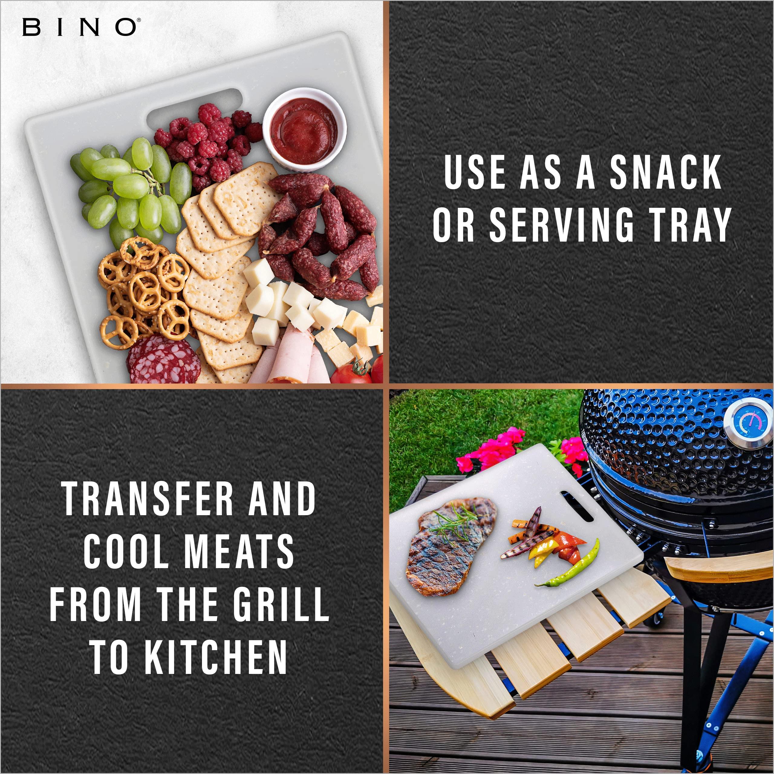 BINO BINO Cutting Board - 3-Piece Chopping Boards | BPA-Free Plastic, Durable, Multipurpose, Dual-Sided, Dishwasher Safe, Easy to Clean | Charcuterie Accessories | Home & Kitchen Utensils Frosted Granite