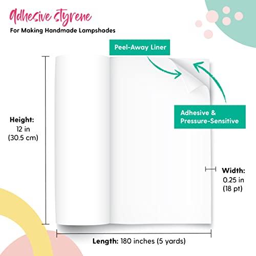 I Like That Lamp I Like That Lamp Styrene Sheet for Lampshade (12\" Height x 180\" Length) - Adhesive Roll for DIY Round Drum Lamp Shade - Repair Damaged Shades - Make a New Lampshade - Compatible With All Materials
