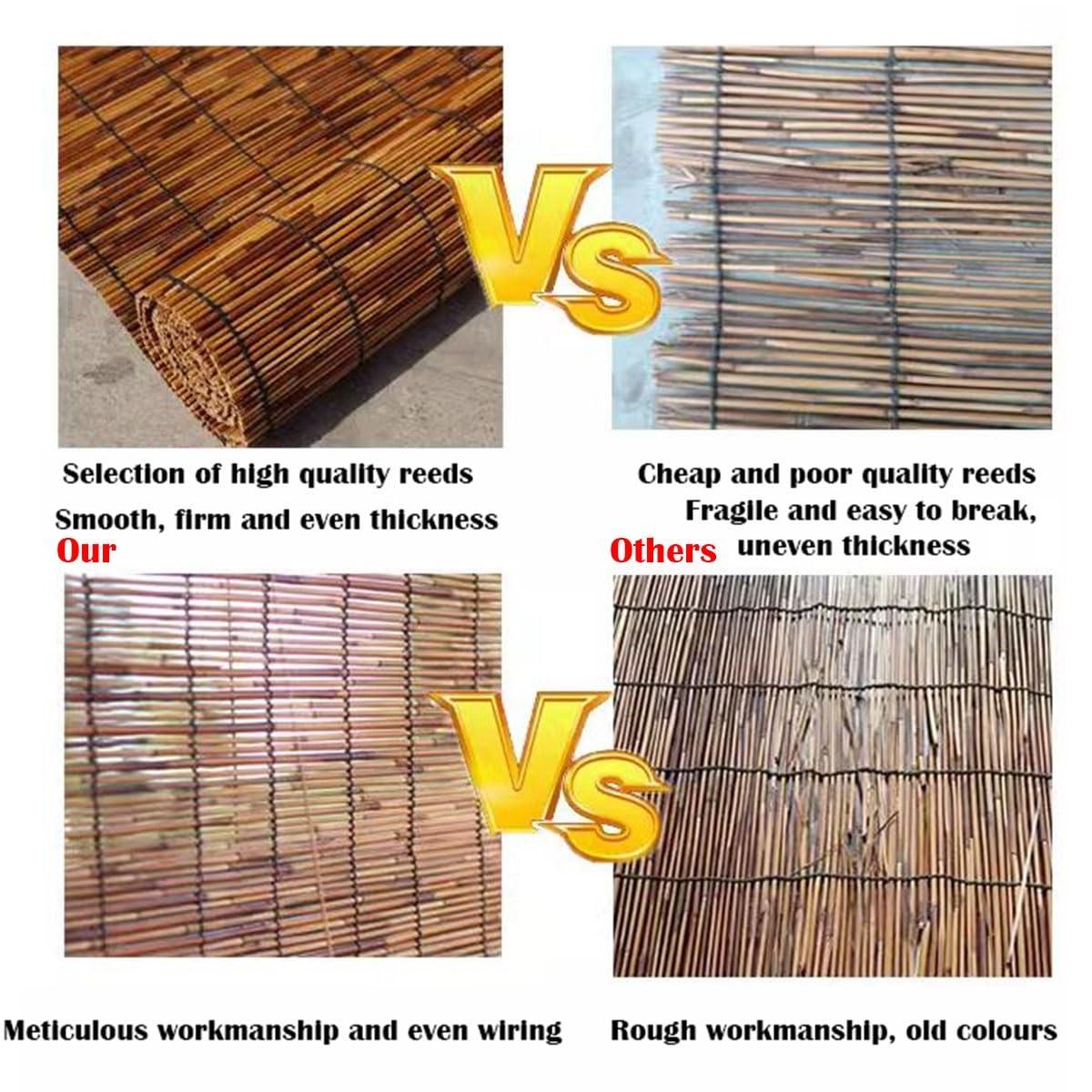 VELLOW Matchstick Cordless Window Shade, Natural Bamboo Roman Blinds Sun Shades 30x72in 60x84in 24x48in Light Filtering Roll Up Reed Shade for Indoor/outdoor Garden Bamboo Privacy Shades (Size : W24 x H60