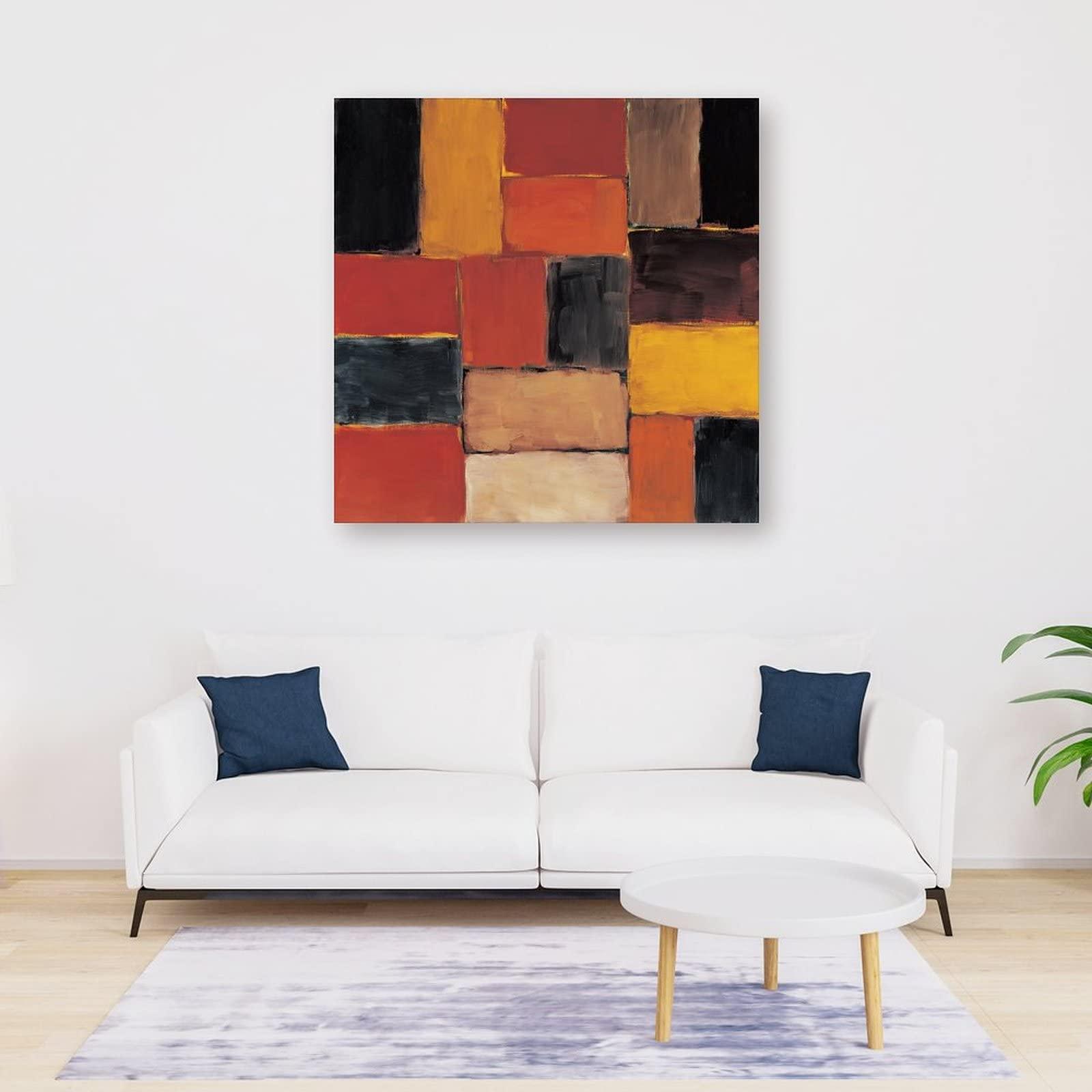 LEIZHANG Sean Scully Wall of Light, Red Summer Large Canvas Print Famous Painting Abstract Painting Office Home Wall Art Classroom Library Coffee Shop Wall Decoration Painting Oil on Canvas Print Photo Art Pai