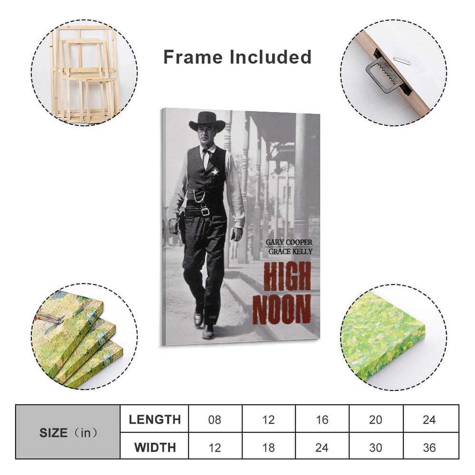 Generic High Noon Poster Classic Western Movie Poster Hd Retro Art Waterproof Poster Artworks Canvas Poster Room Aesthetic Wall Art Prints Home Modern Decor Gifts Framed-unframed 16x24inch(40x60cm)