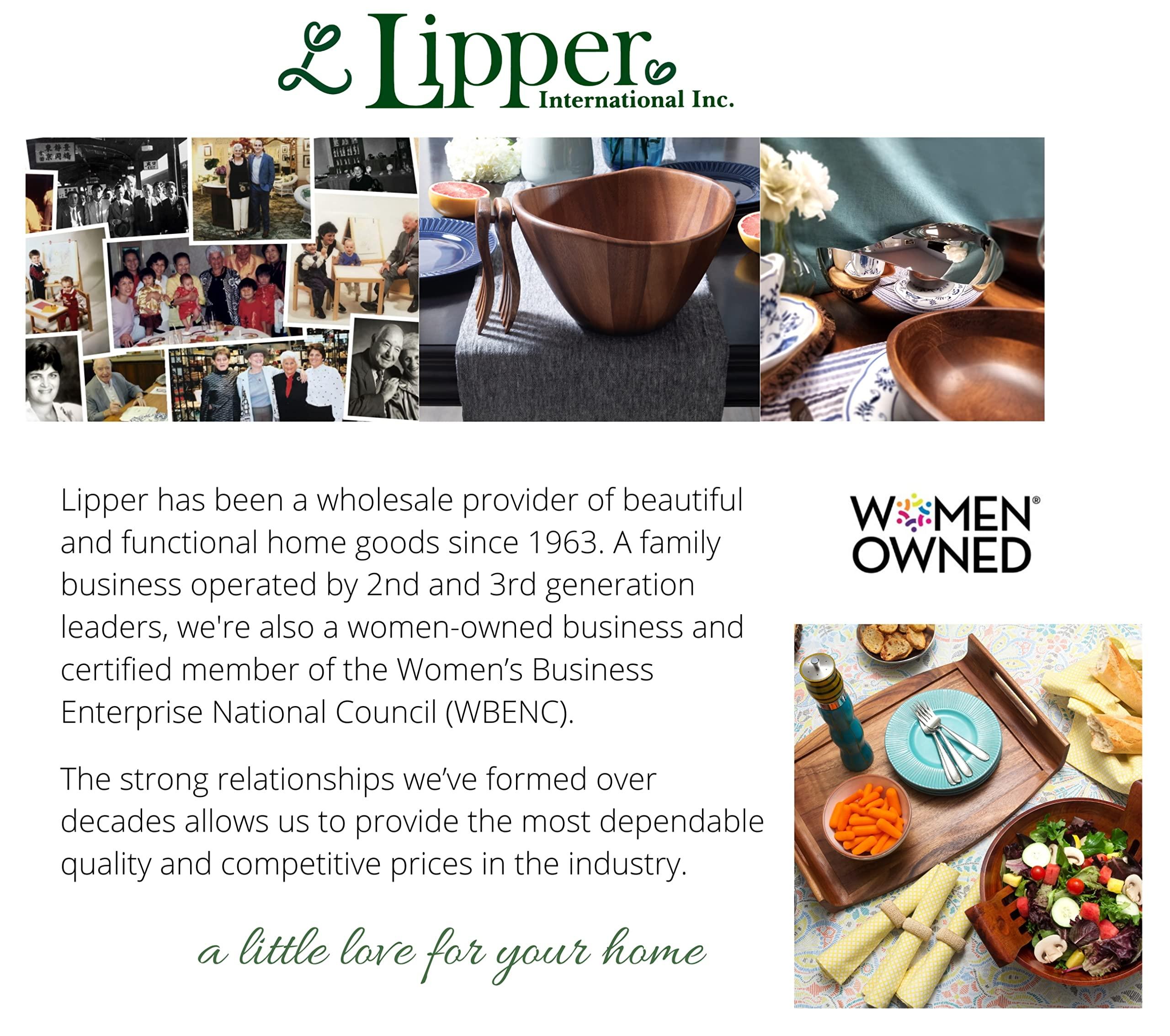 Lipper International Lipper International 1145-3 Acacia Straight Side Bowl for Serving Salads, Fruits, or Popcorn, Large with Servers, 10\"