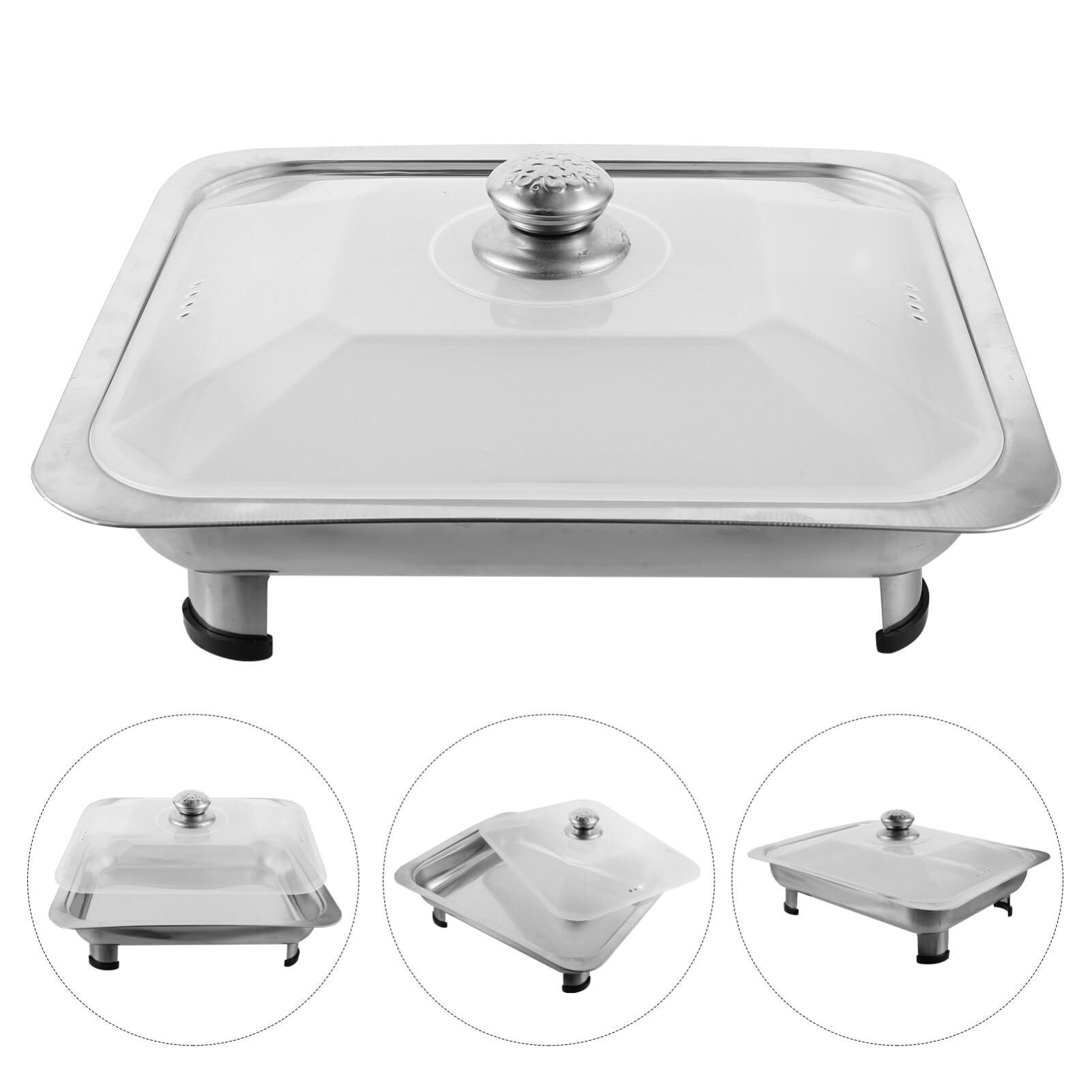 UPKOCH Metal Tray Chafing Dish Buffet Set Stainless Steel Rectangular Chafers with Cover Lid Buffet Server Food Warmer Catering Pan Hot Steam Table Tray Stainless Steel Griddle