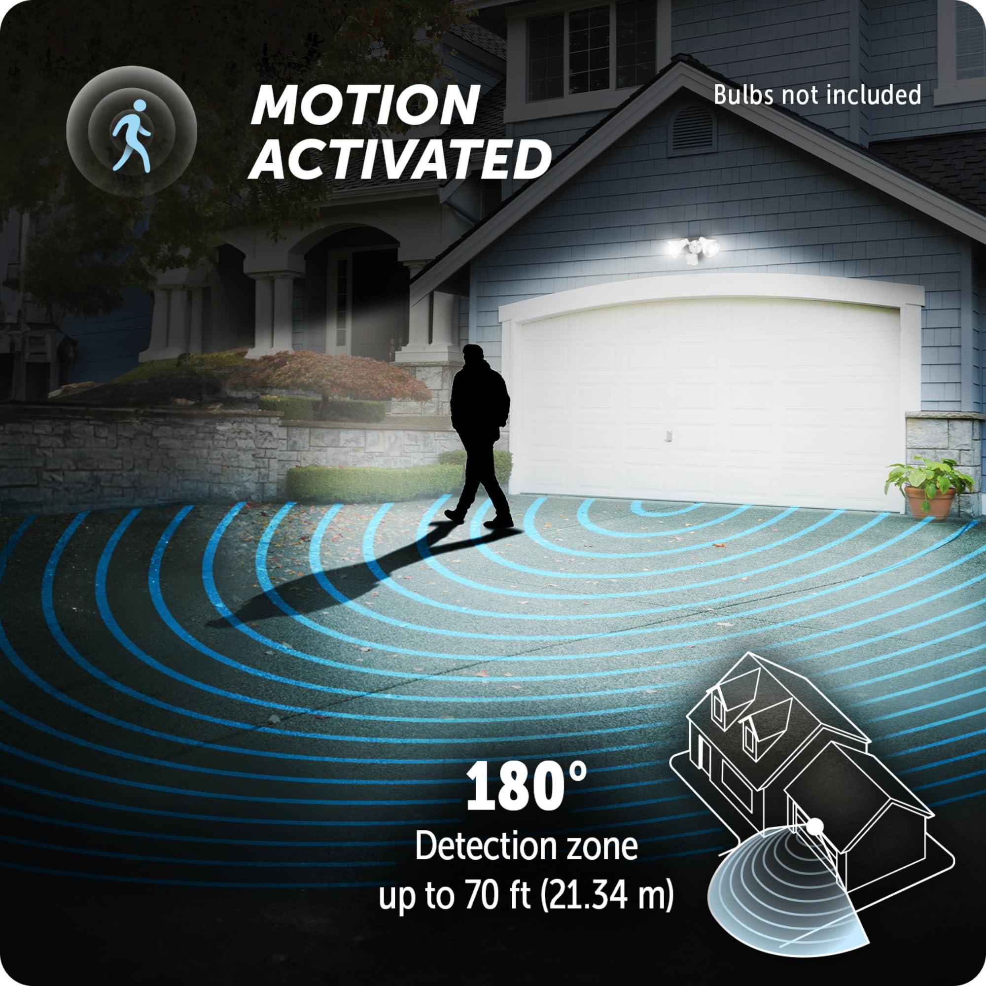 Globe Electric Globe Electric 17000273 180-Degree 240 W Twin Head White Hardwired Motion Sensor Security Flood Light, Spotlight, Outdoor, Outside House Lights