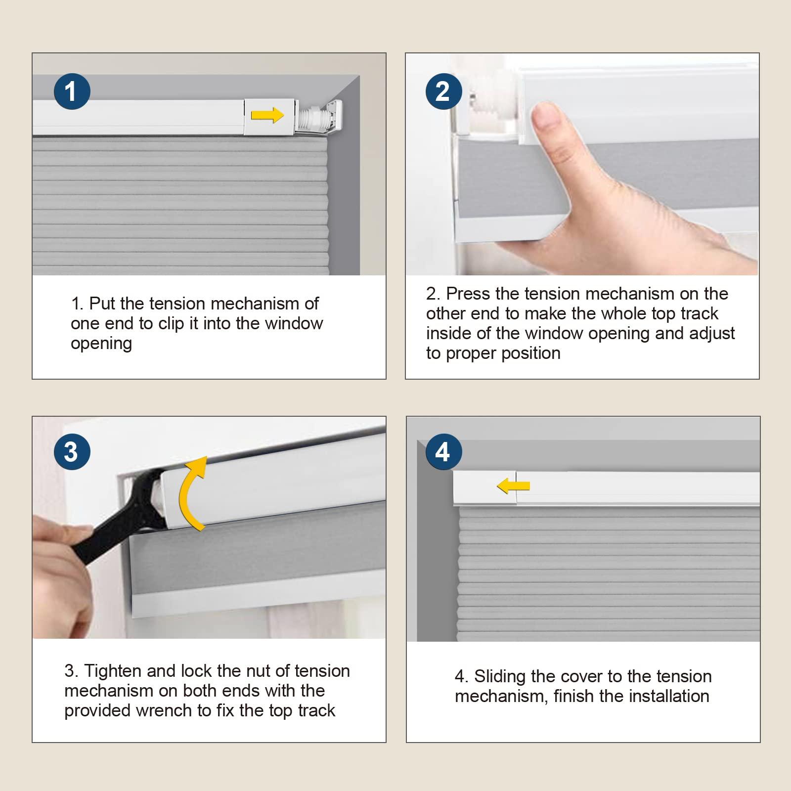 Sunbox No Drill Honeycomb Blinds for Window, Blackout Cordless Cellular Shades, No Tools, Easy to Install, Cellular Blinds for Home, Office, Coffee
