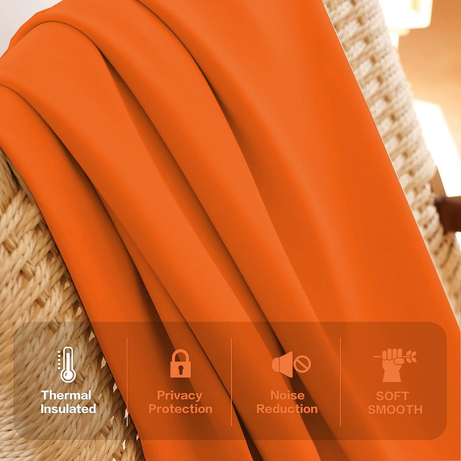 Homi Drapes Homi Drapes Tab TOB Brunt Orangeout Curtains Thermal Insulated Room Darkening Window Treatments Drapes for Home Set of 2 Panels, Tiebacks (Brunt Orange, 72"x108")