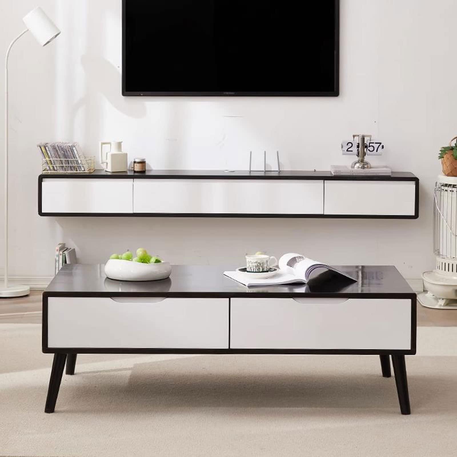 KOWJIFH Wall Shelf Floating Shelf Wall mounted TV Cabinet Set-top box Router Sky Box CD DVD Photo Jewellery Storage Cabinet TV Stands Bedroom Living room Office Multimedia Console Display Shelf Book Shelf