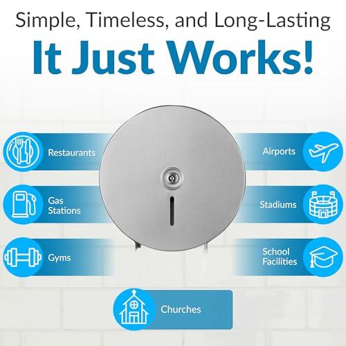 Bobrick Bobrick Single Jumbo-Roll Surface-Mounted Toilet Tissue Dispenser, Satin-Finish Stainless Steel, ADA Compliant, Secure Locking Design, Versatile Roll Compatibility, Durable & Easy-Load Mechanism (Model B-2890)