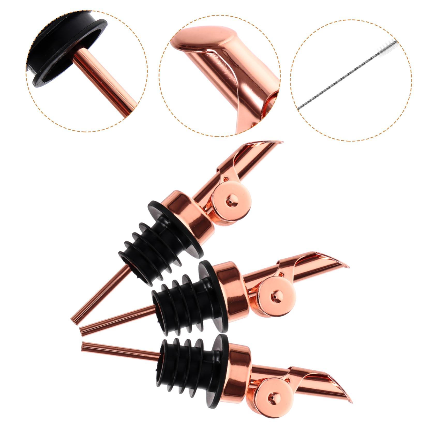 DECHOUS DECHOUS 1 Set Household Pour Spouts Olive Oil Cleaning Brush Portable Pour Spouts Oil Dispenser Spout Bottle Pourers for Spirits Kitchen Supplies Stainless Steel Oil Pourer