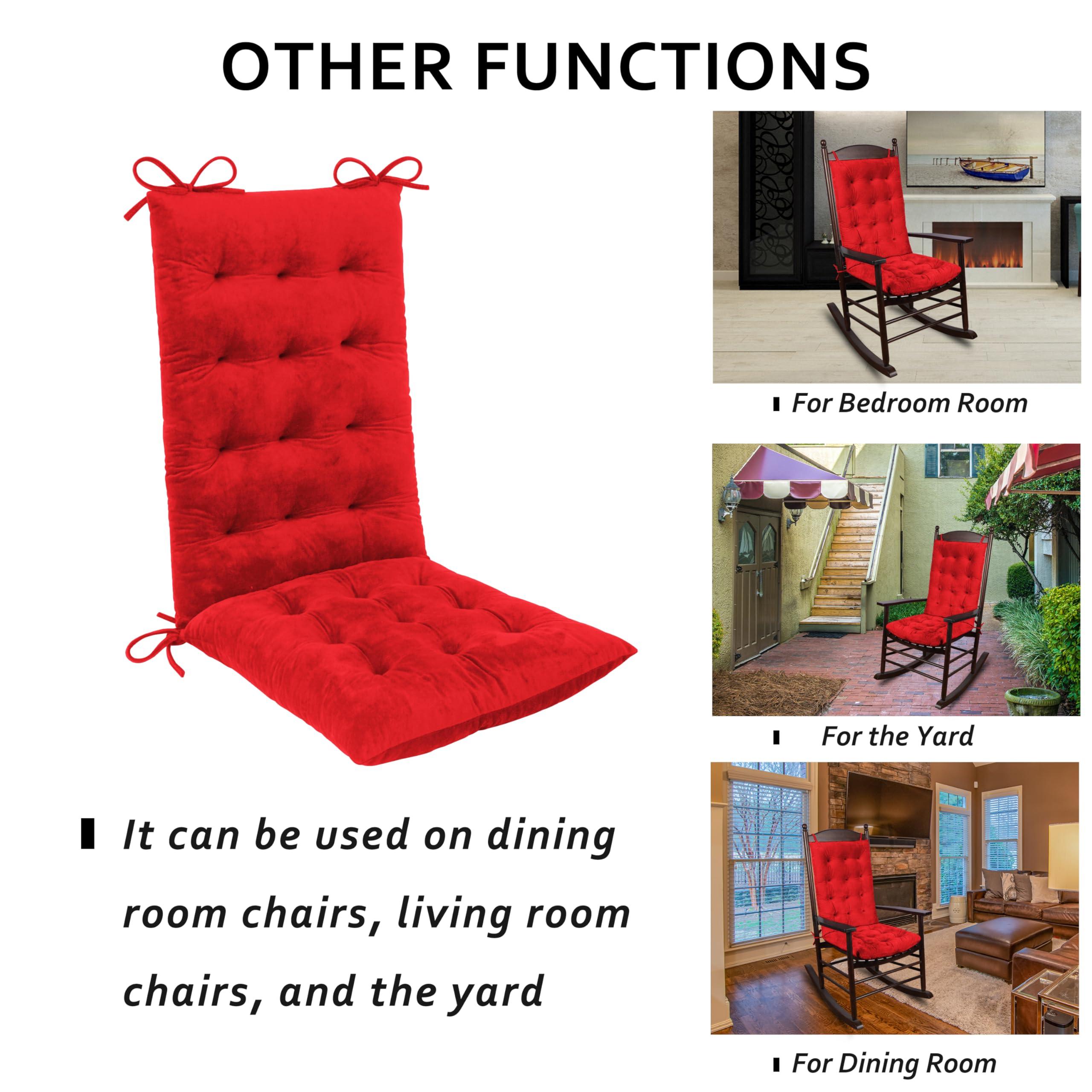 ELFJOY ELFJOY Rocking Chair CushionS Rocking Chair Pads for Wooden Rocking Chair Cushion for Rocking Chair Premium Tufted Back and Seat Cushion 2 piece Set (Red)