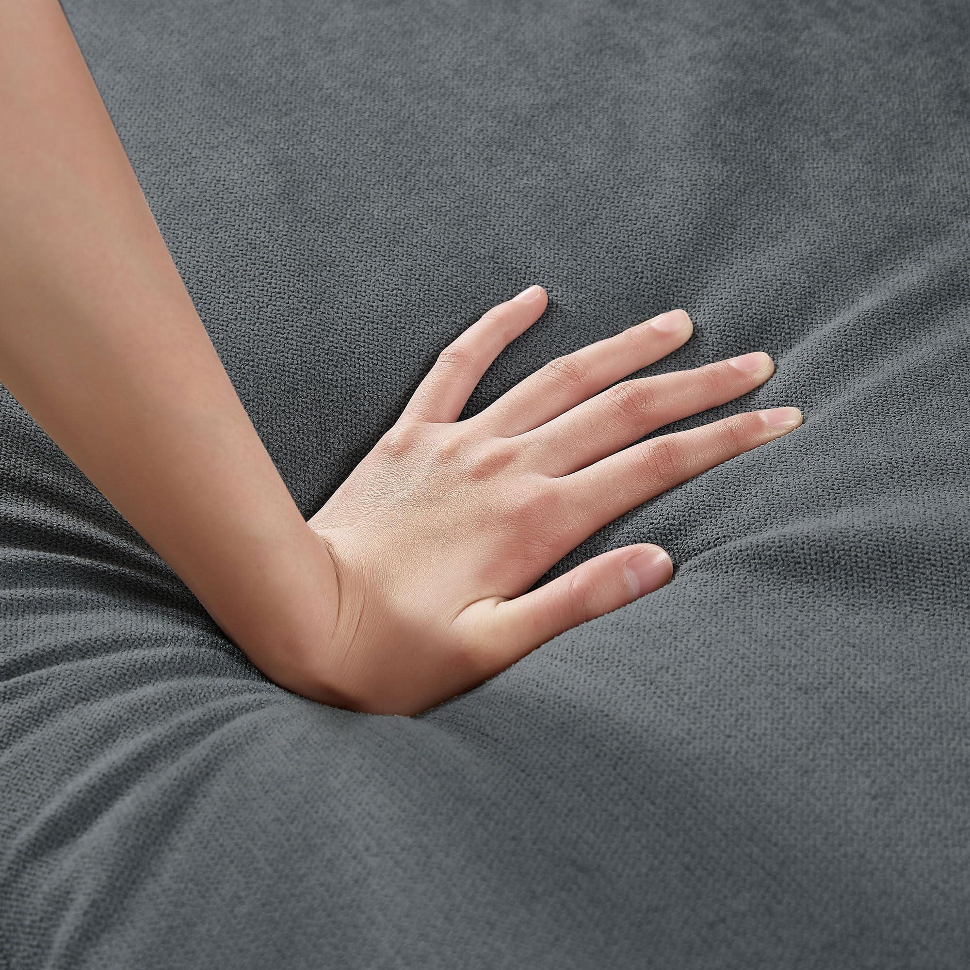 Soscana Soscana Sectional Sofa for Living Room, 77" Small L Shaped 3 Seater Couch with Reversible Chaise Polyster Fabre for Apartment Small Space, Dark Grey