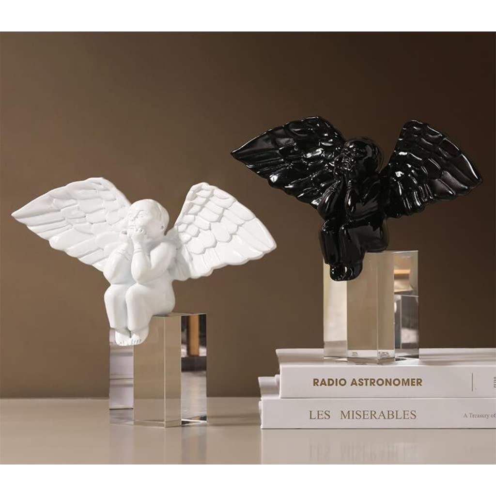 NABEIM Angels Figurines For Memorial, Angel Statues And Figurines For Mom, Resin Boy Angel Shelf Decor Accents Living Room Centerpiece Table Decorations Christmas Angel Gifts For Women ( Color : White )