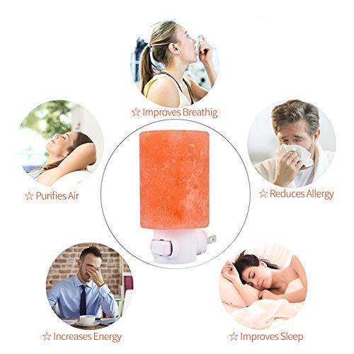 Betus Betus Natural Crystal Himalayan Salt Wall Lamp - Air Purifying Night Light - 360° Rotatable Plug 7W Bulb - Cylindrical
