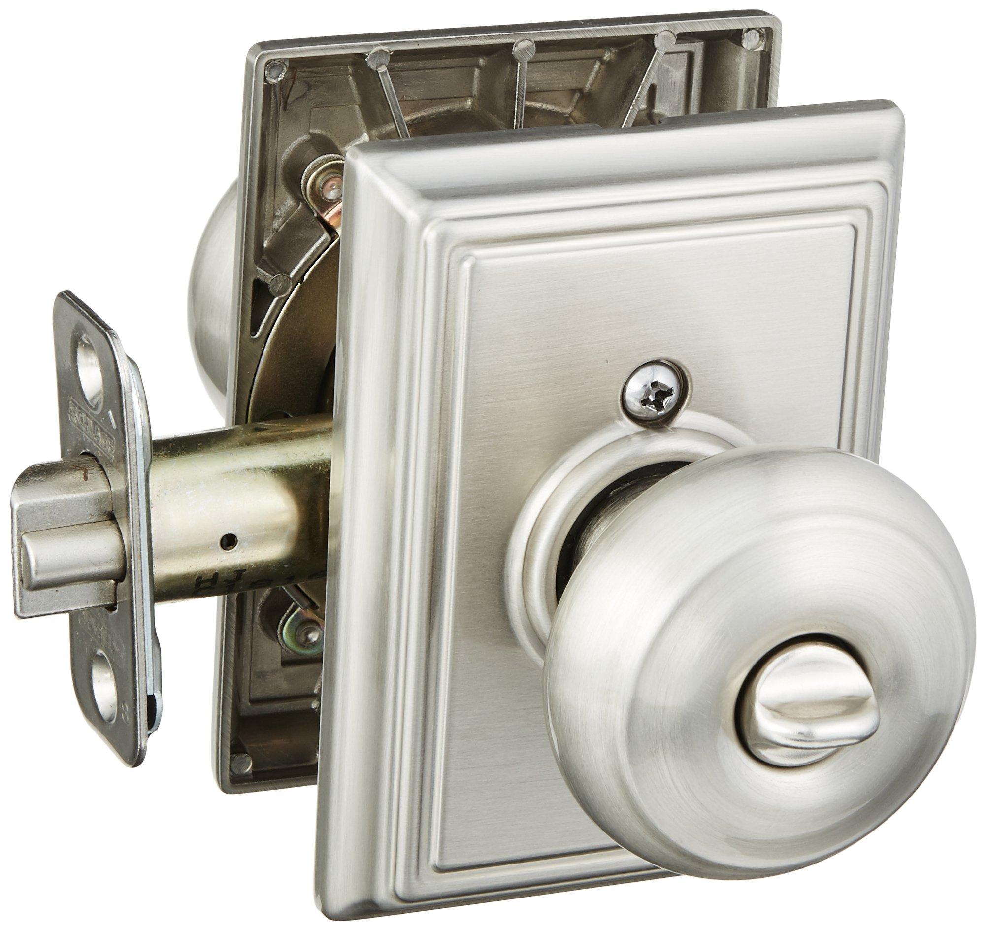 SCHLAGE Schlage Lock Company F51AGEO619ADD Satin Nickel Georgian Keyed Entry F51A Panic Proof Door Knob with Addison Rosette