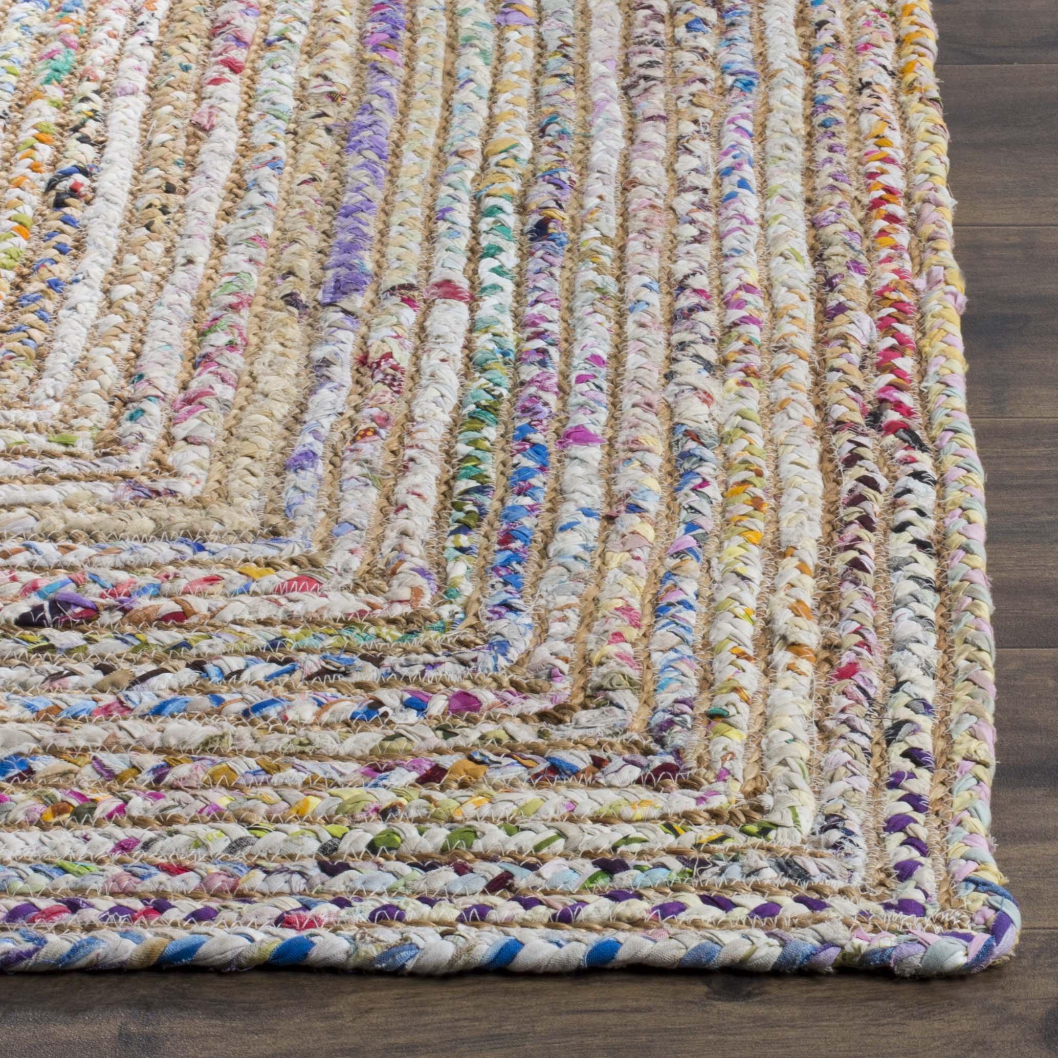 Safavieh SAFAVIEH Cape Cod Collection Runner Rug - 2\'3\" x 20\', Beige & Multi, Handmade Boho Braided Jute & Cotton, Ideal for High Traffic Areas in Living Room, Bedroom (CAP202B)