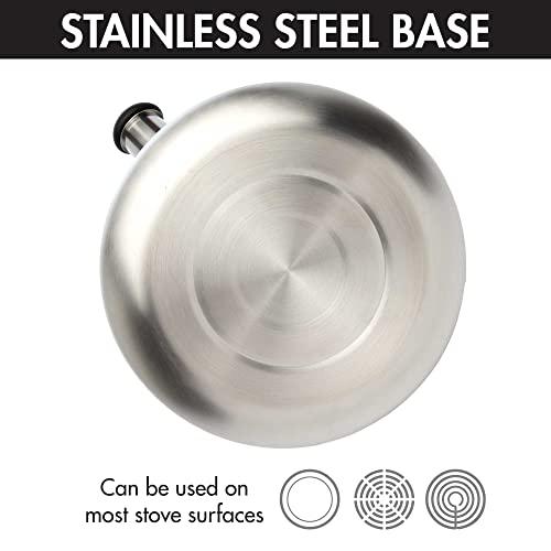 Primula Primula Avalon Whistling Stovetop Tea Kettle Food Grade Wide Mouth, Fast to Boil, Cool Touch Handle, 2.5-Quart, Brushed Stainless Steel