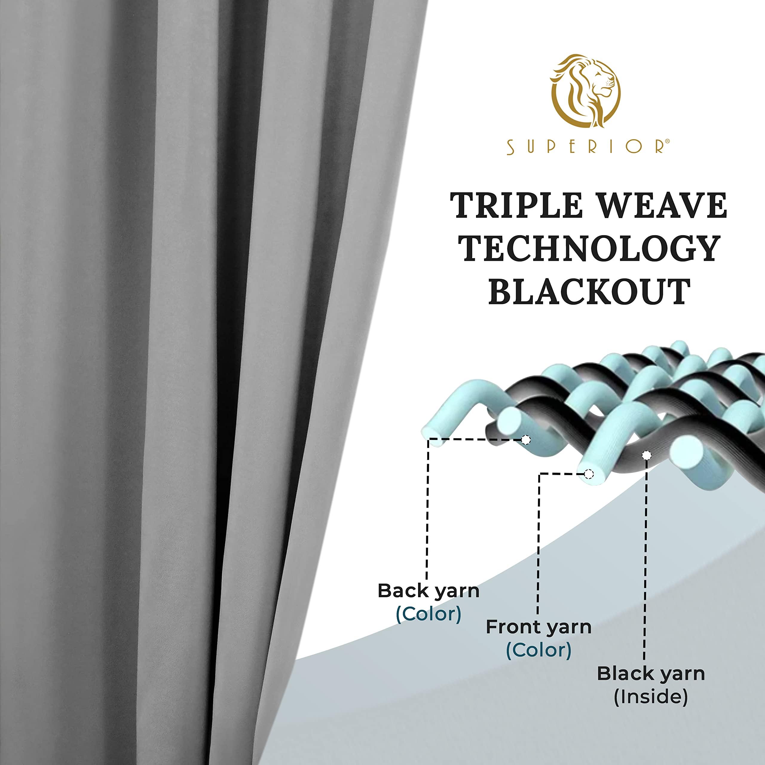 Superior Superior Blackout Curtains, Room Darkening, Bedroom, Living Room Window Accents, Sun Blocking, Thermal, Classic Modern with Rod Pockets or Grommets, Solid Collection, 4 Panels, 52" x 120", Silver