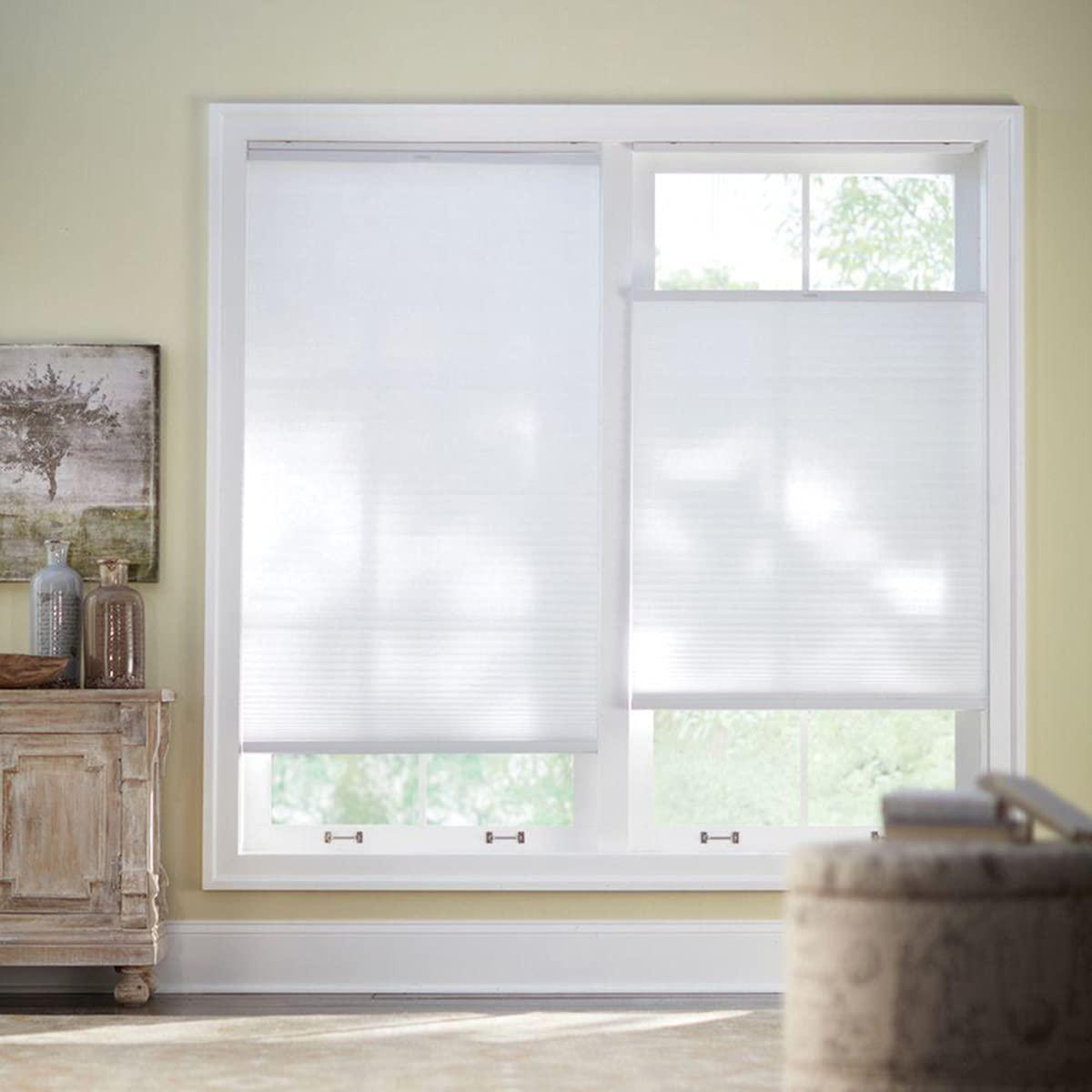 getopblinds Cordless Cellular Shades, Top Down Bottom up Blackout Light Filter, Cellular Honeycomb Window Blinds, Blackout Grey, 18" W x 48" H, Fashion Simple Elegant Shade, Custom Sized 16"~80"
