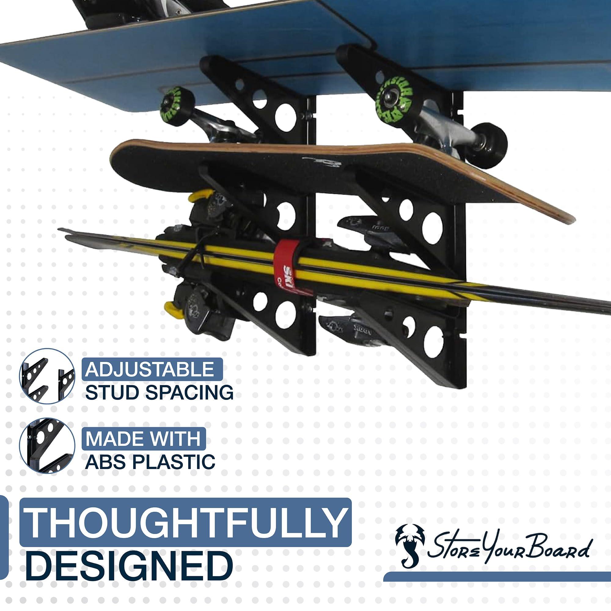 StoreYourBoard StoreYourBoard Ski Storage Multi Rack, Horizontal Wall Mount, Skis and Poles Holder