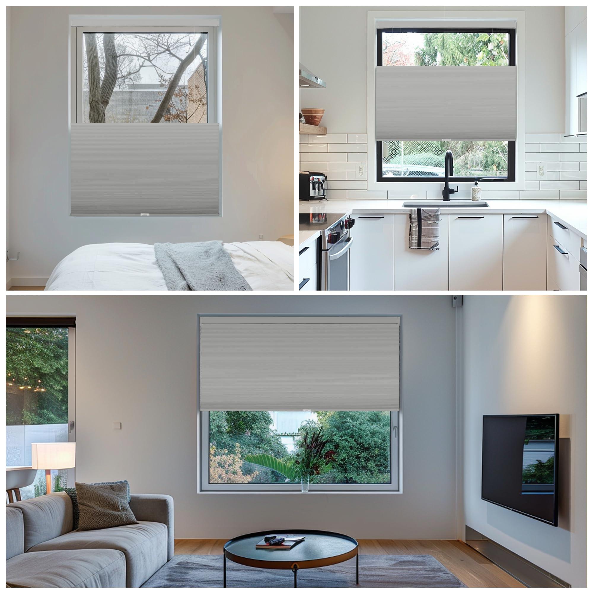 SEEUNANA SEEUNANA Top Down Bottom Up Blackout Cellular Shades,Cordless Cellular Blinds for Windows,Honeycomb Blinds with Thermal Insulated UV Protection. Easy to Install. Grey. 22" W x 64" H